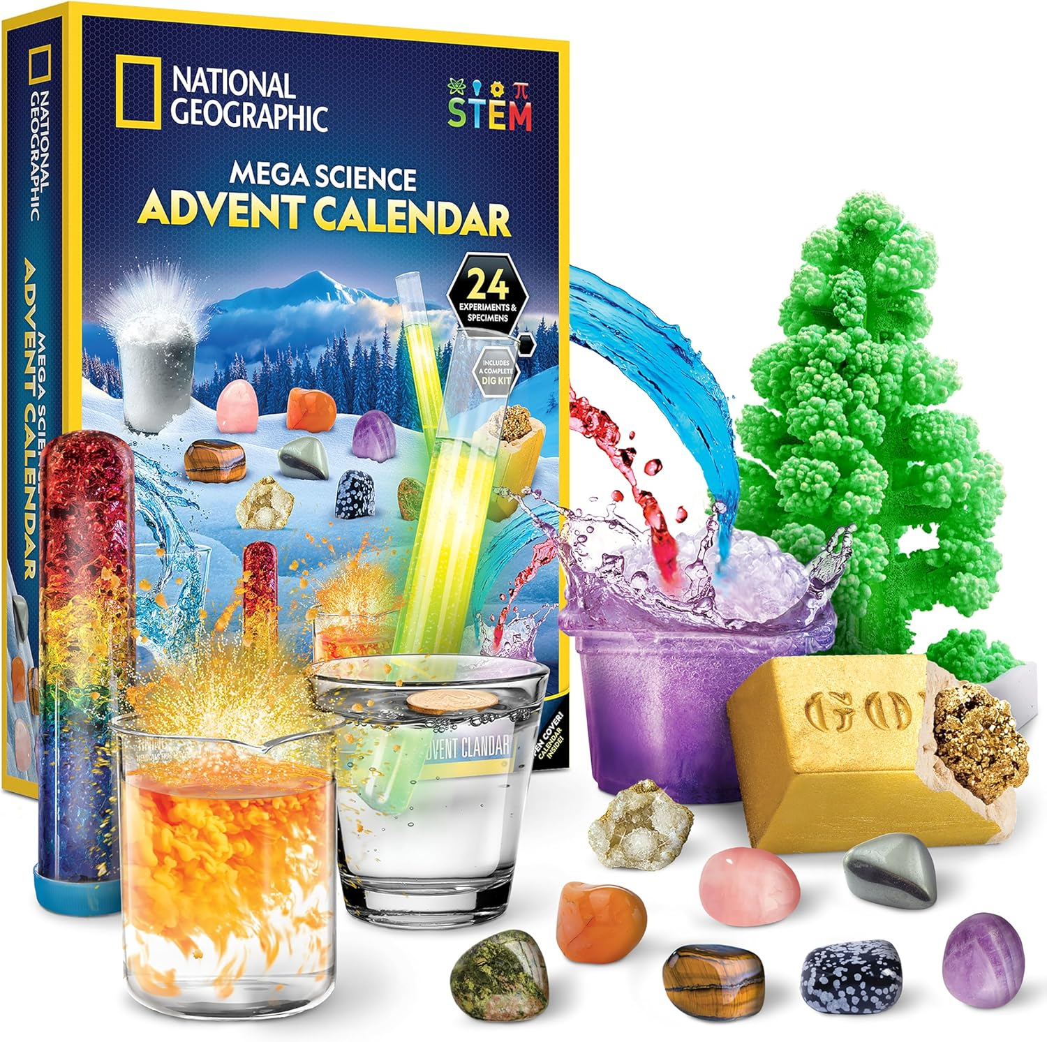 NATIONAL GEOGRAPHIC Science Advent Calendar 2023 &ndash; Jumbo Kids Advent Calendar with 24 Science Experiments, Rocks, Fossils, plus Storage Bag, Science Christmas Countdown Calendar, Mini Gemstone Dig Kit image number 6
