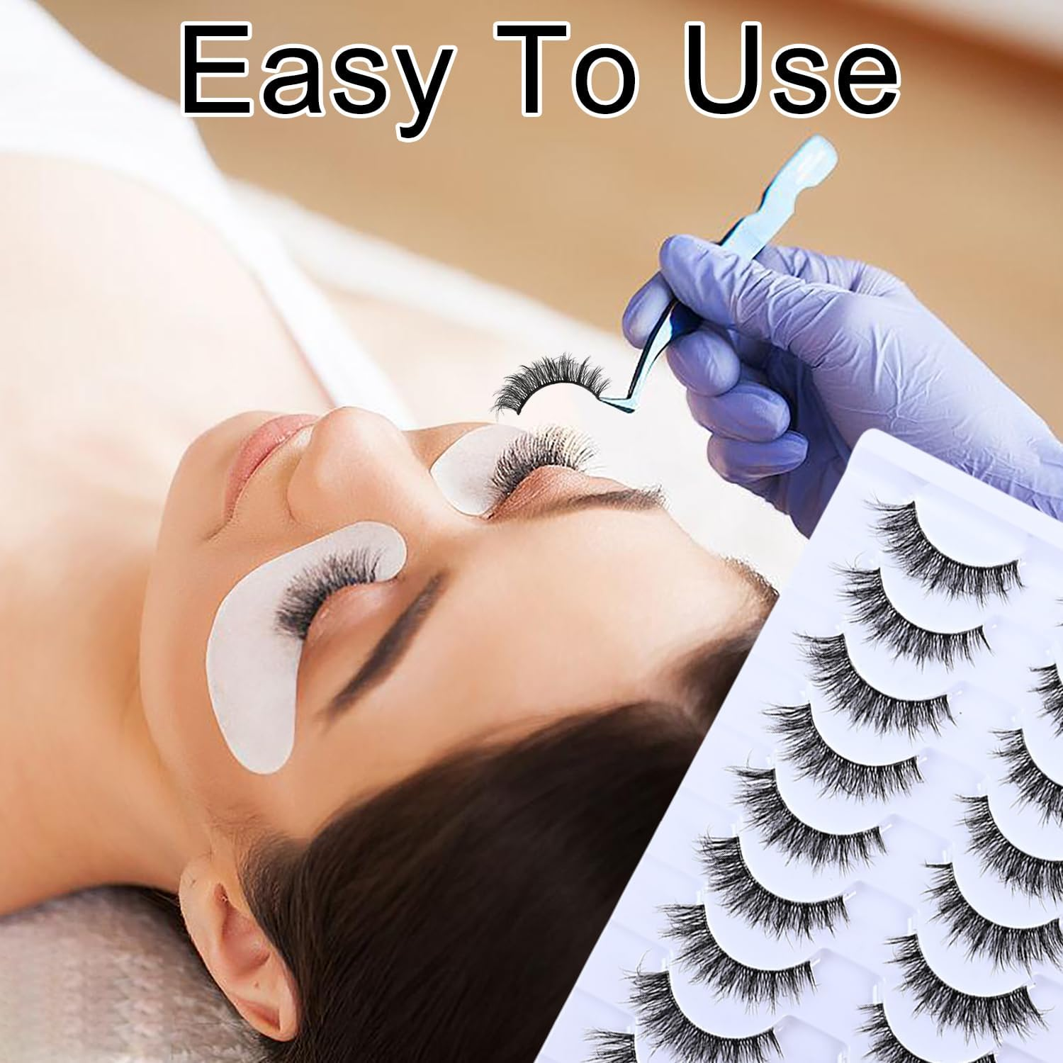 YPYMOD 10 Pairs of False Eyelashes, Natural Eyelashes, Wispy Lashes, Soft Fluffy Eyelashes, Cat Eye Lashes (H10) image number 3