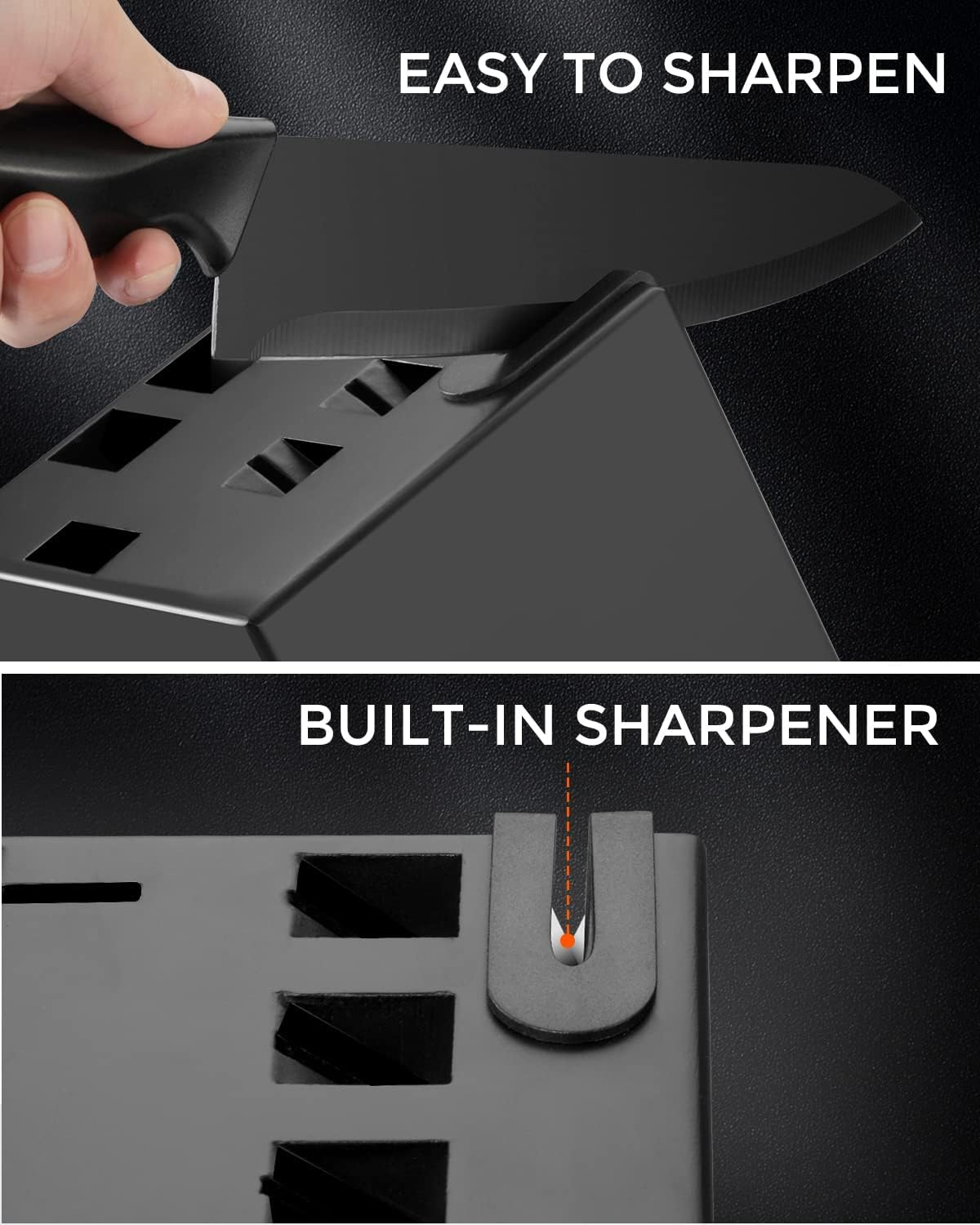 Homodoskey Knife Sets for Kitchen with Block Self Sharpening, 14 Pcs Kitchen Knife Set, Ultra Sharp Chef Knife Set for Kitchen, Dishwasher Safe, High Carbon Stainless Steel Knife Block Set image number 6