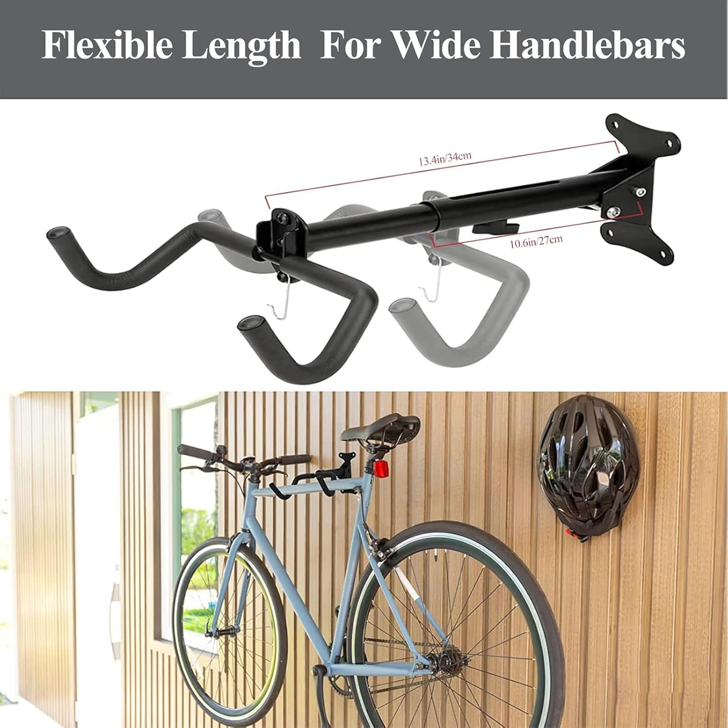 Wall-Mounted Bike Rack &ndash; Horizontal Bicycle Storage Hook for Indoor Garage Organization, Space-Saving Bike Hanger for Mountain & Road Bikes image number 1