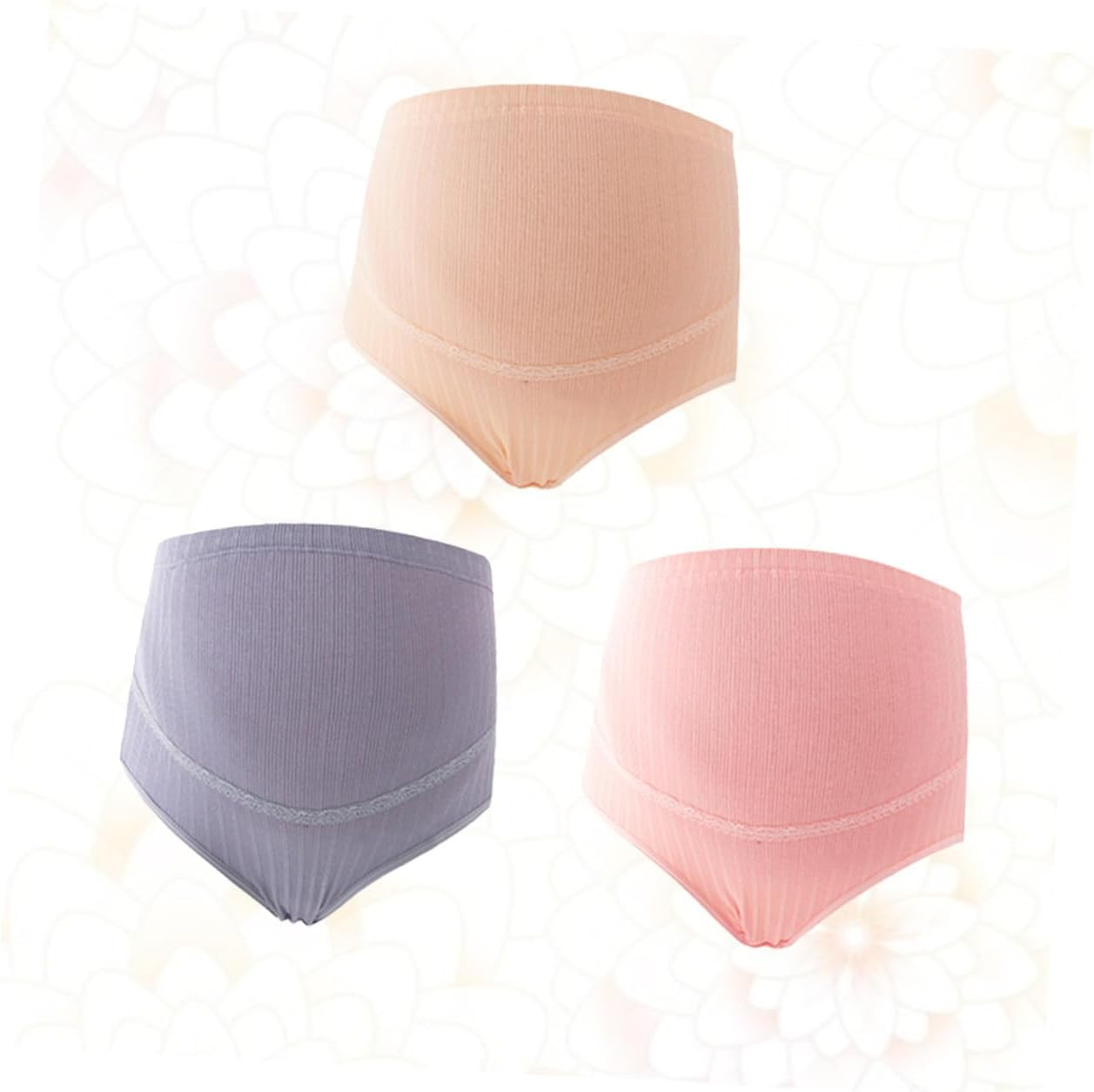 3Pcs High Waist Cotton Maternity Panties for Pregnant Women Adjustable Splice Design with Stomach Lift Breathable Soft Nursing Underwear in Random Colors Comfortable Random Color image number 5