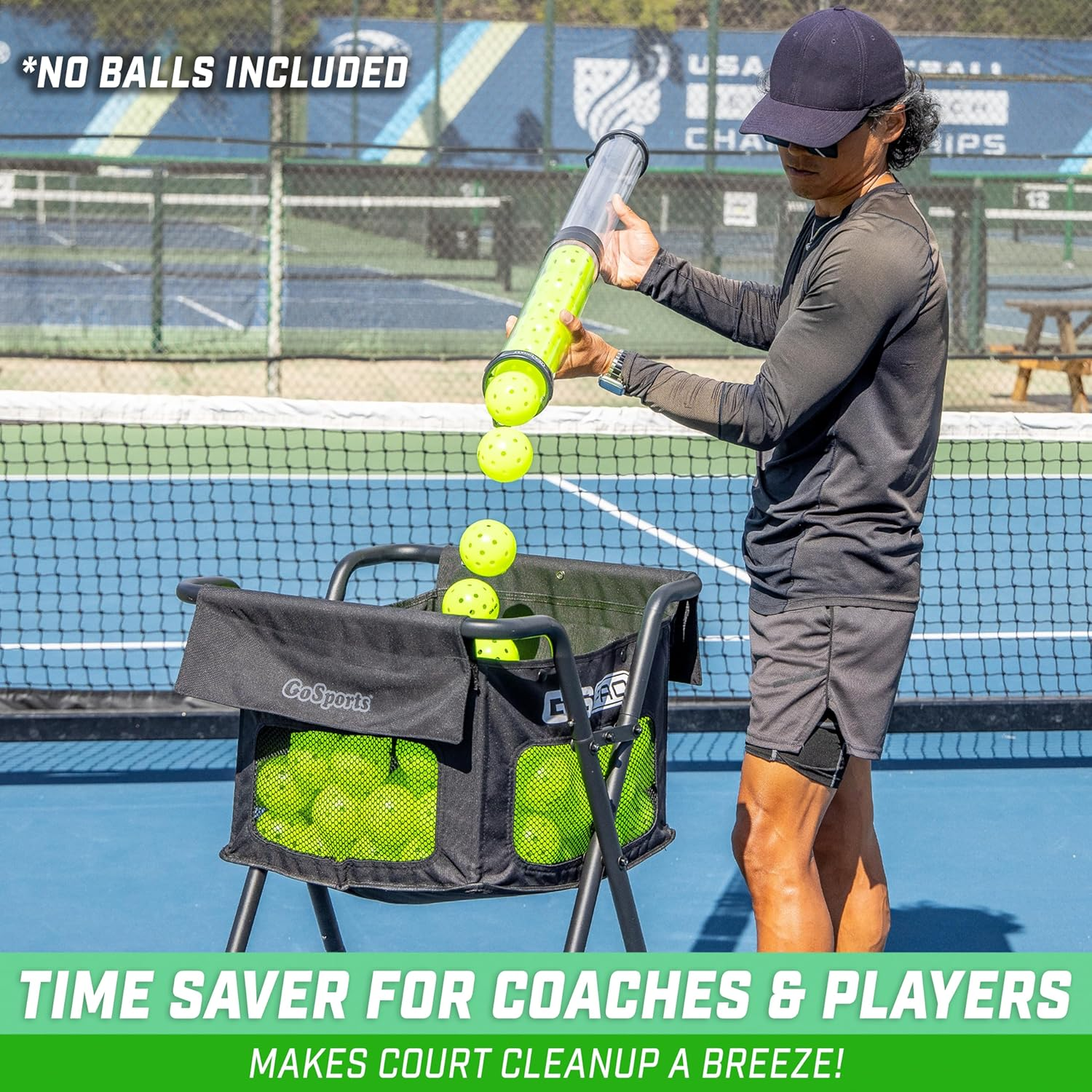 Gosports Pickleball & Tennis Pickup Tube - Ball Retreiver and Holder, Fits 14 Pickleballs or 17 Tennis Balls - No Balls Included image number 2