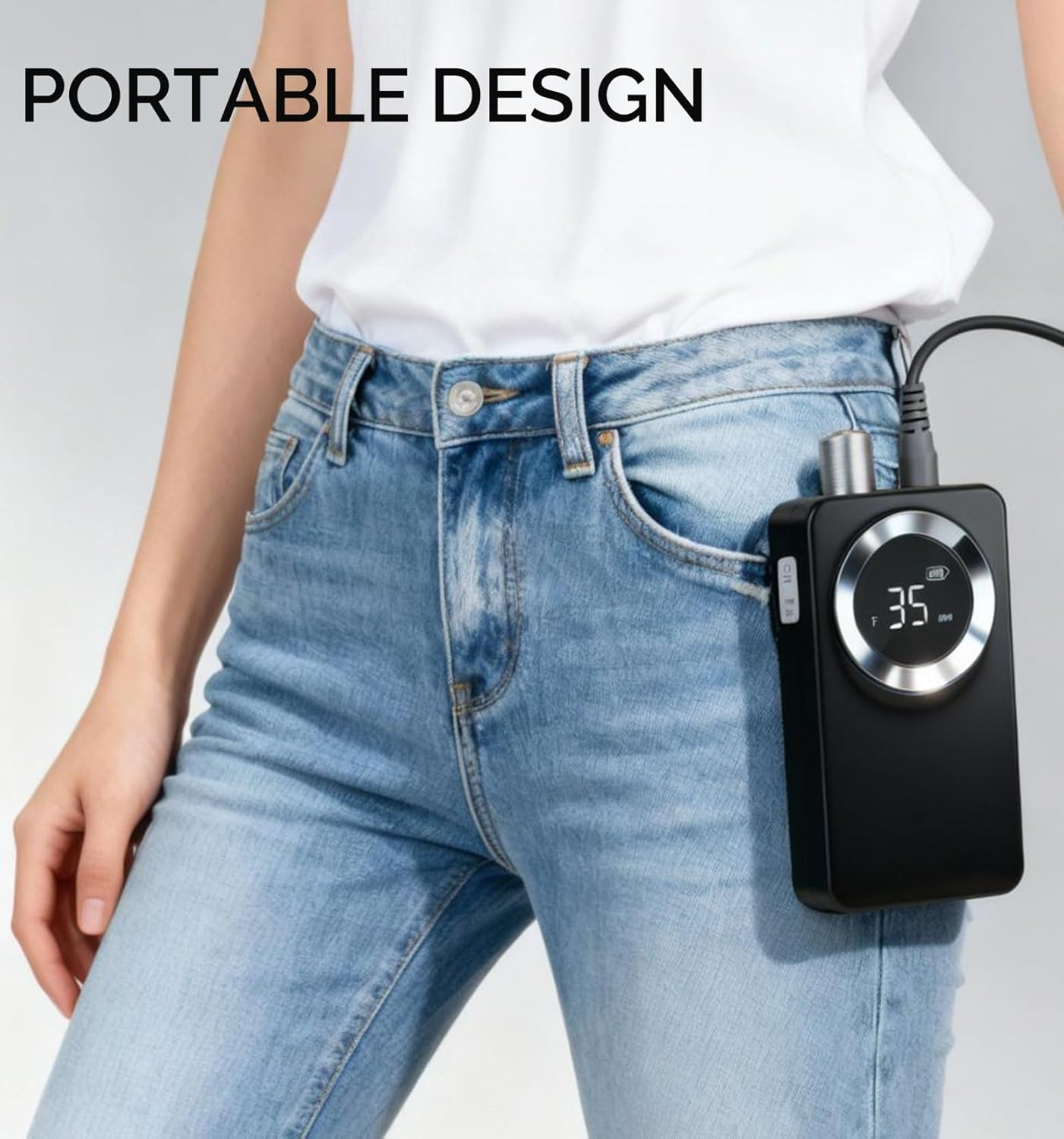 Lumcrissy Electric Nail Drill Machine, Rechargeable 35000 RPM Nail Drill for Arcylic, Portable Electric Acrylic Nail Tools (Black) image number 1