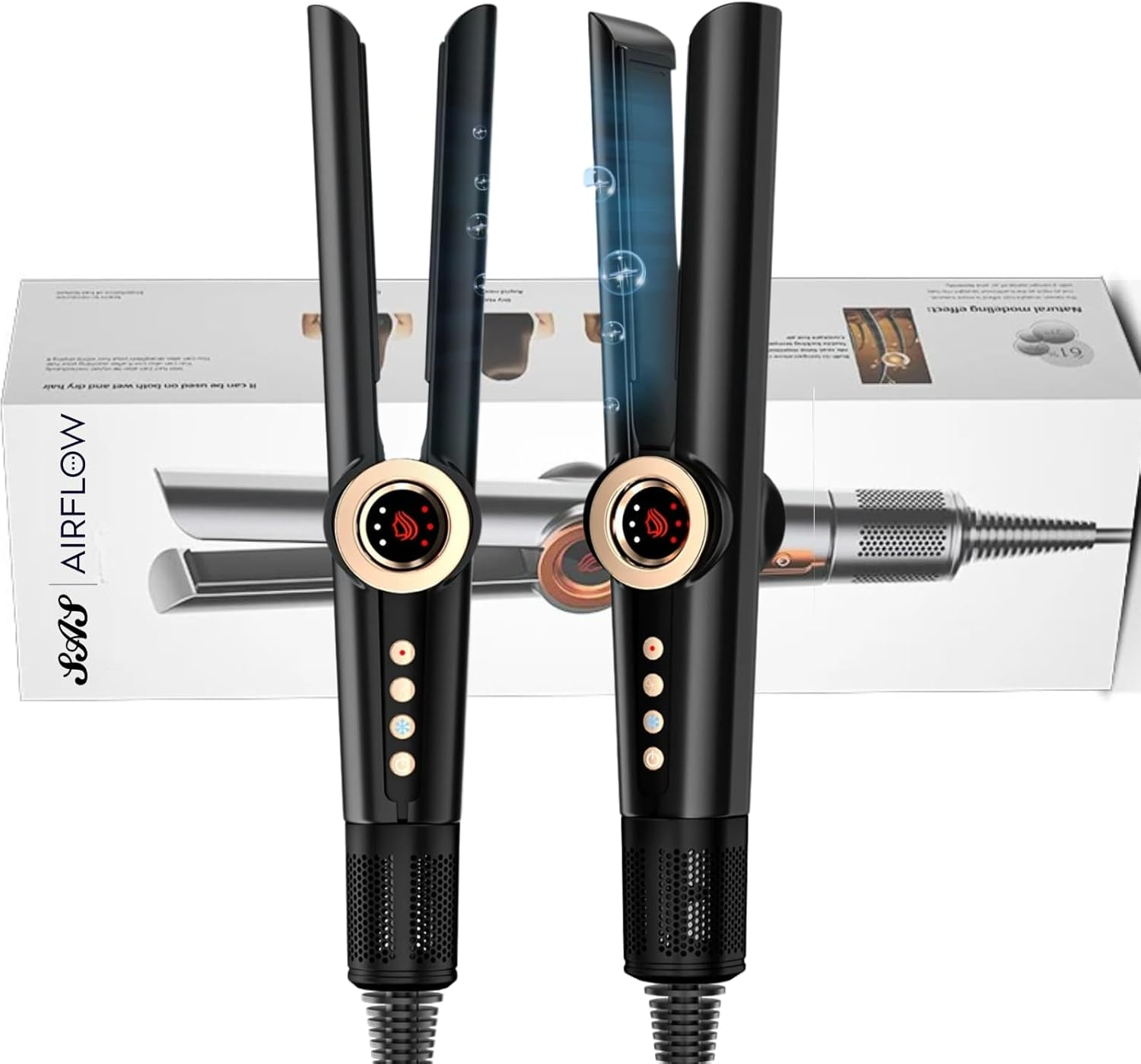 SAS Air Flow 2-In-1 Hair Straightener - Smart Moisture Detection, Negative Ions, No Preheat, Lightweight Design