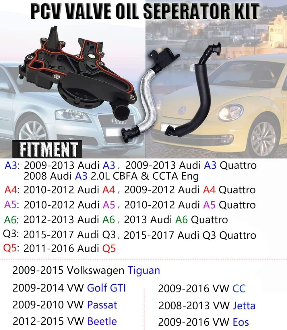 PCV Valve Tiguan Passat GTI A4 A3 Vw CC Audi 8P,06H103495 Pcv Valve Hose Kit for Audi A3 A4 A5 Q5 TT Vw Beetle Eos GTI Jetta Passat Tiguan Skoda(06H103495Ab) image number 5