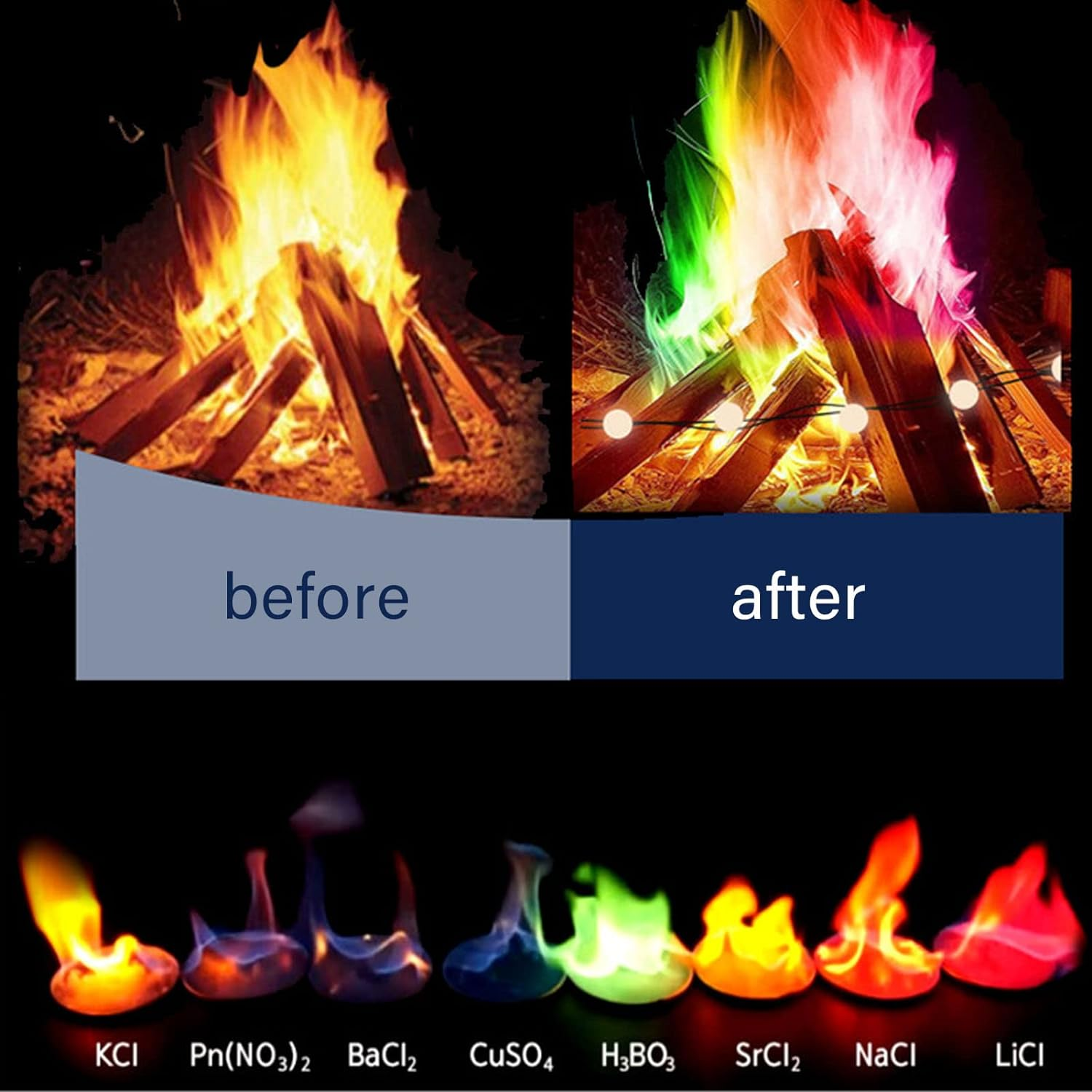 5PACS Color Changing Packets,Changing Flames for Campfire Bonfire Outdoor Fireplaces, Mystical Rainbow Flames, 30-35 Minutes Duration image number 4