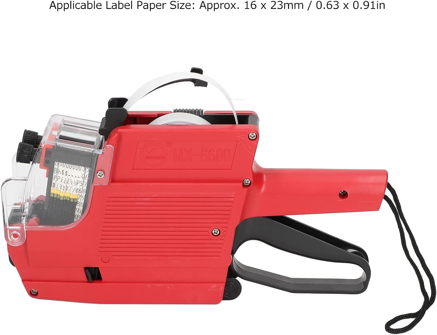 10 Digits 2 Line Price Tag Guns Labeller Marker Attacher Tool Kit Included 1Pc 2 Row Price Tag Guns 1Pc Ink Wheel for Office Retail Store，Mx-6600 Model，Red, Yellow, Blue (Red) image number 3