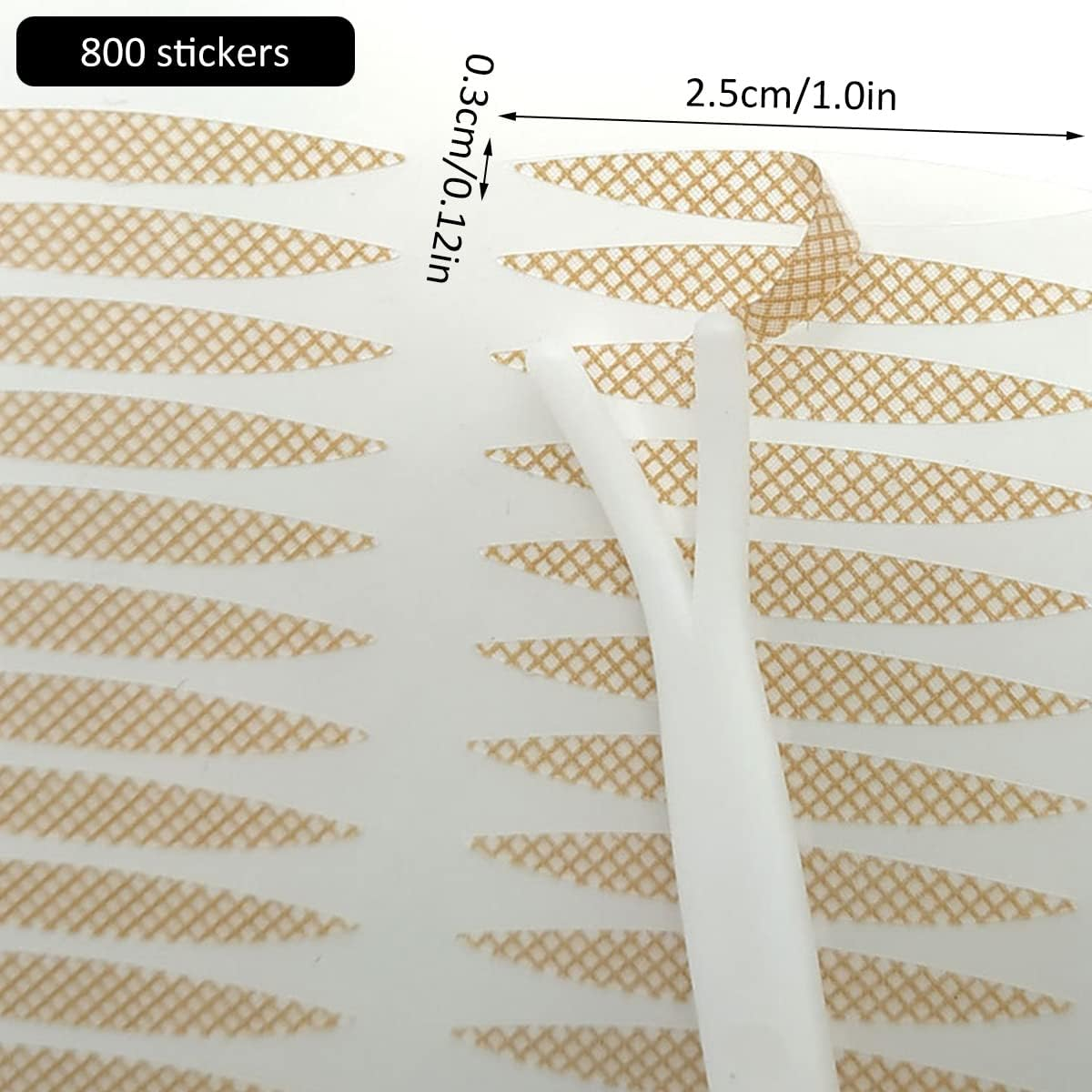 800Pcs Invisible Double Eyelid Tape, Self-Adhesive Waterproof Eyelid Lift Strips with Tweezers and Y-Fork for Heavy Hooded Droopy Lids, Breathable Nude Lace Style Eyelid Stickers for Women image number 1