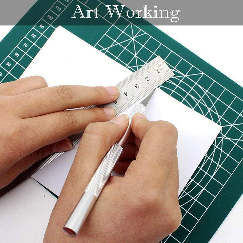 Precision Hobby Knife Kit,10 PCS Stainless Steel Carving Blades with Safety Cap and 2 Handles, Sharp Razor Knives Tool for Carving, Scrapbooking, Sculpture, DIY Art Work Cutting image number 2