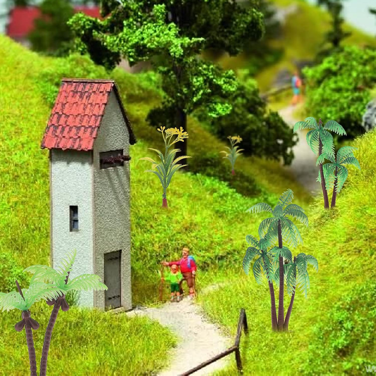 10Pcs Miniature Coconut Palm Tree Model Artificial Greenery Plant Decoration DIY Train Railway Building Diorama Sandbox Cake Topper Landscape - A image number 3