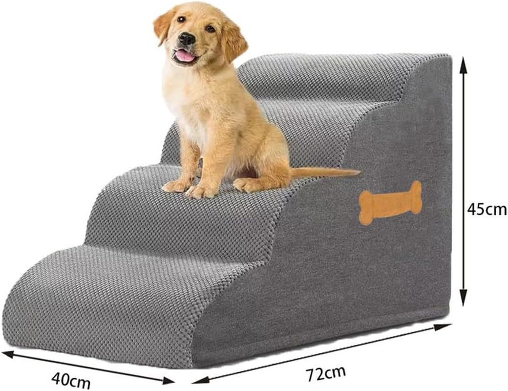 Dog Stairs for Small Dogs, 4-Step Pet Stairs for High Beds, Dog Steps for Couch, Pet Stairs for Small Dogs and Cats, Non-Slip, Stable Indoor Dog Steps for High Bed Grey image number 3