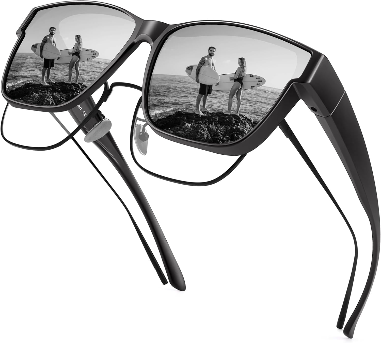 Sunglasses Fit over Glasses, Polarized 100% UV Protection Wrap-Around Sunglasses for Men & Women Driving