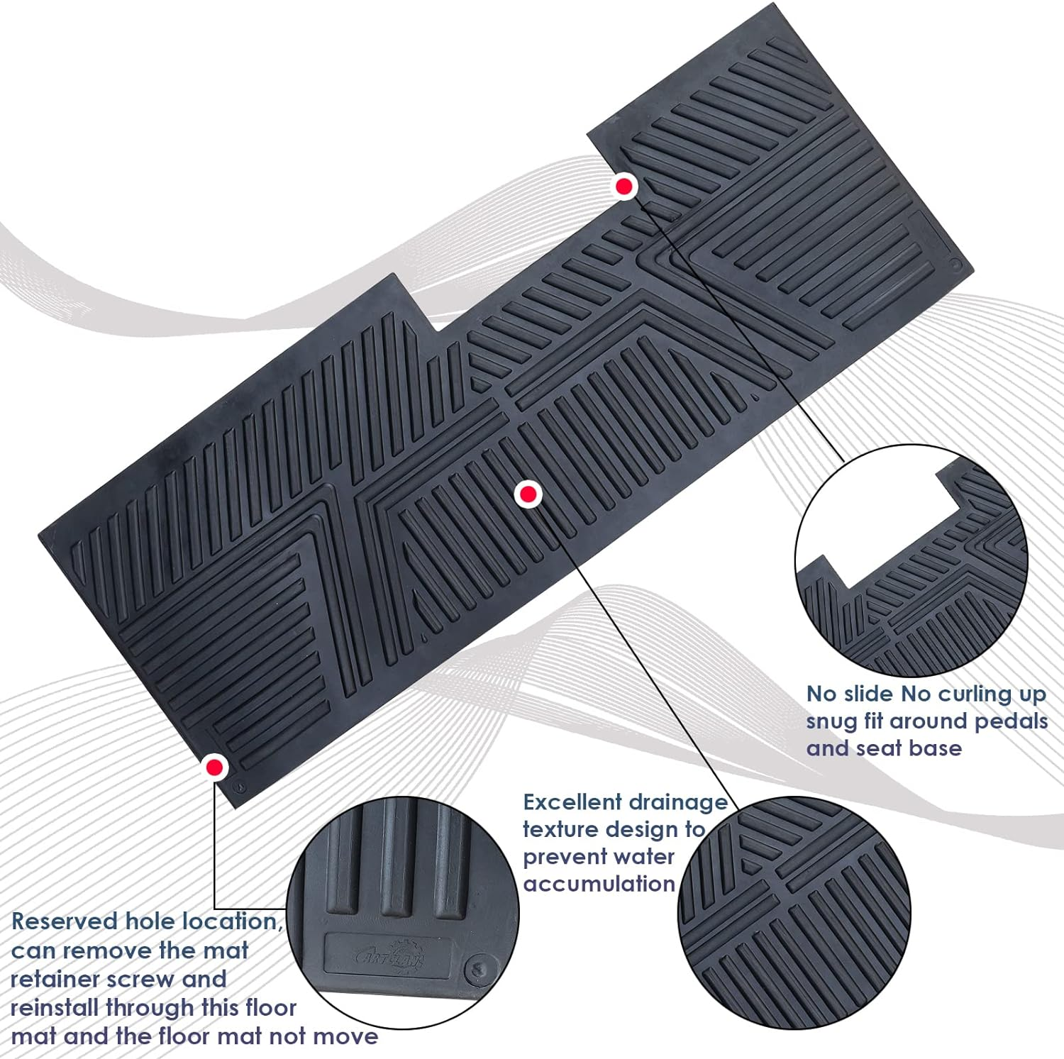 Cartclan Golf Cart Floor Mat Fit Club Car Precedent New and Improved Not Deformed Non-Slip Durable Floor Liner Mat - Black image number 5