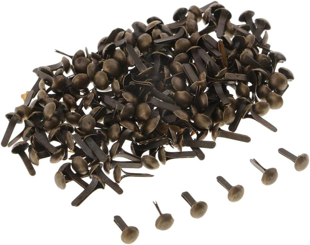 F Fityle 200 Pieces 4.5Mm round Head Split Pins Metal Brads Paper Fastener Decorative Brad for Scrapbooking DIY Craft Decoration - Bronze