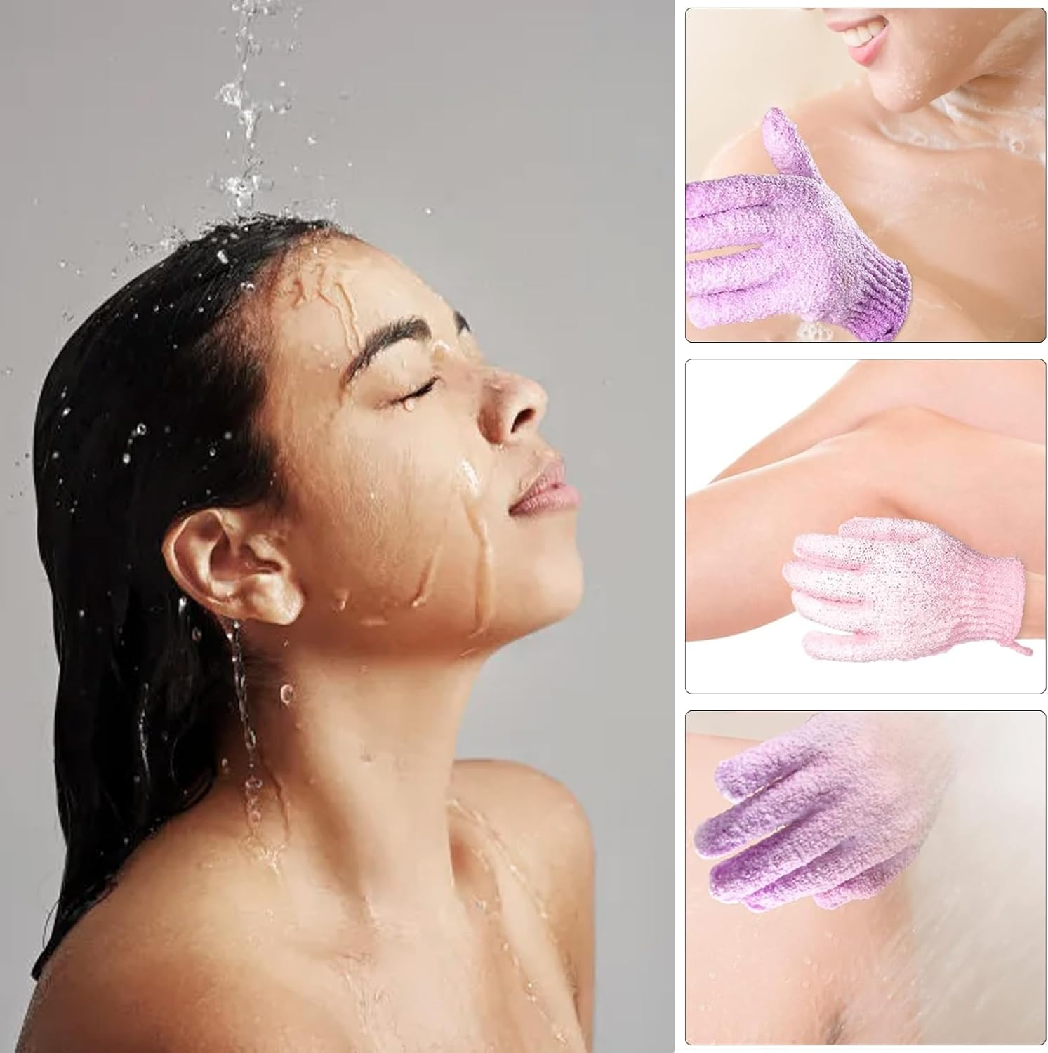Exfoliating Gloves &ndash; Double-Sided Shower Gloves for Deep Cleansing & Dead Skin Removal &ndash; Spa & Massage Exfoliator, Body Scrubber for Smooth Skin &ndash; Beauty & Bathing Accessories（10Pack）