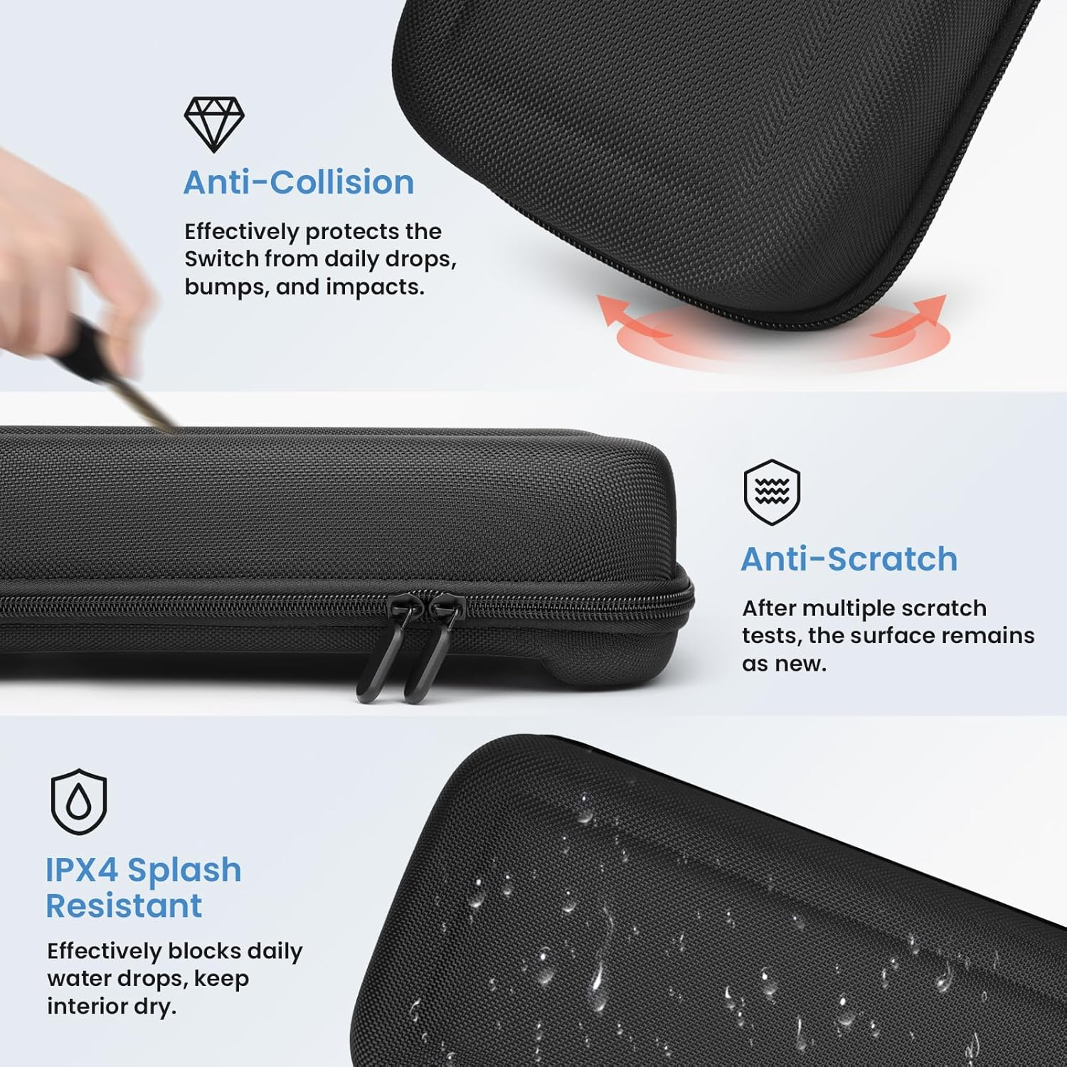 THRAU Nintendo Switch 2 Carrying Case Larger Capacity Hard Shell Travel Pouch with 2 Screen Protectors, Thumb Grips, 24 Game Card Slots for Switch 2 Console & Accessories (Larger Version) image number 6