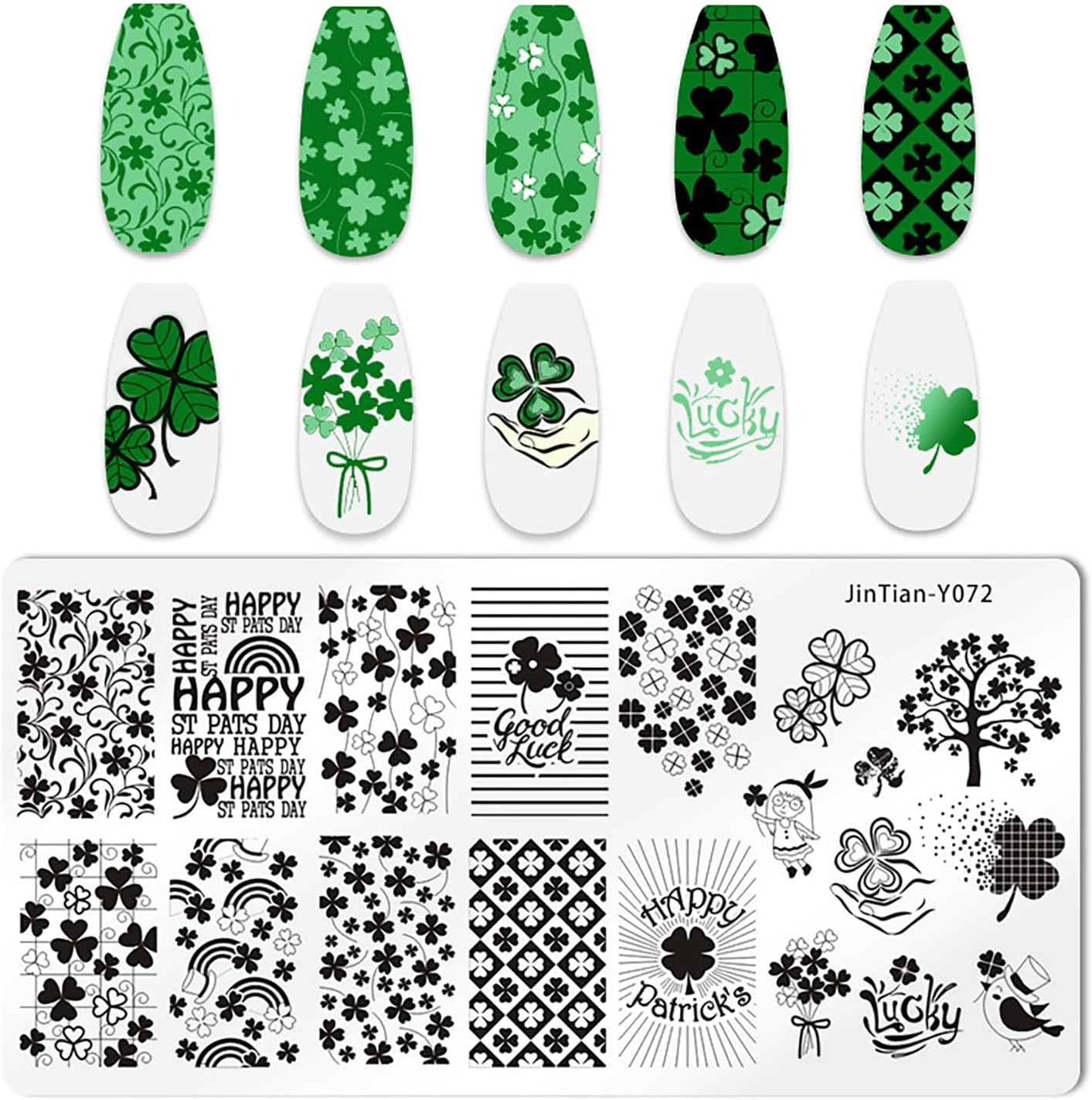 St Patricks Day Nail Stamping Plate Spring Shamrock Nail Stamping Plates Irish March 17Th Nail Decorations Polish Gel Nail Art Stamping Template Set Manicure Stencils Tool - 4Th Of July image number 7