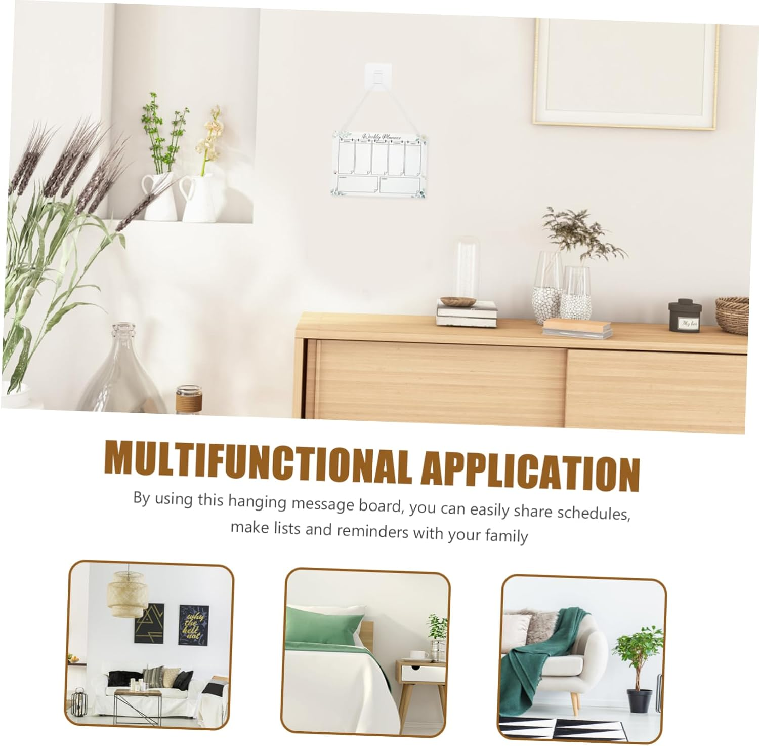 NUOBESTY Erasable Week Planner Wall Hanging Acrylic Memo Board Undated Planner White Hanging Cord 80Cm image number 4