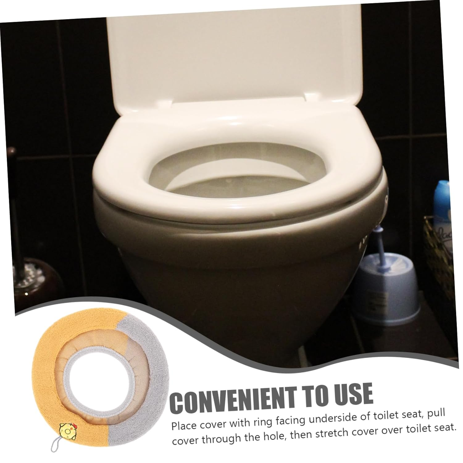 Yardenfun Toilet Seat Cushion Pad Breathable Washable Cover for Comfort and Warmth Fits Standard Toilets for Cold Weather Use Stylish Grey Design image number 4