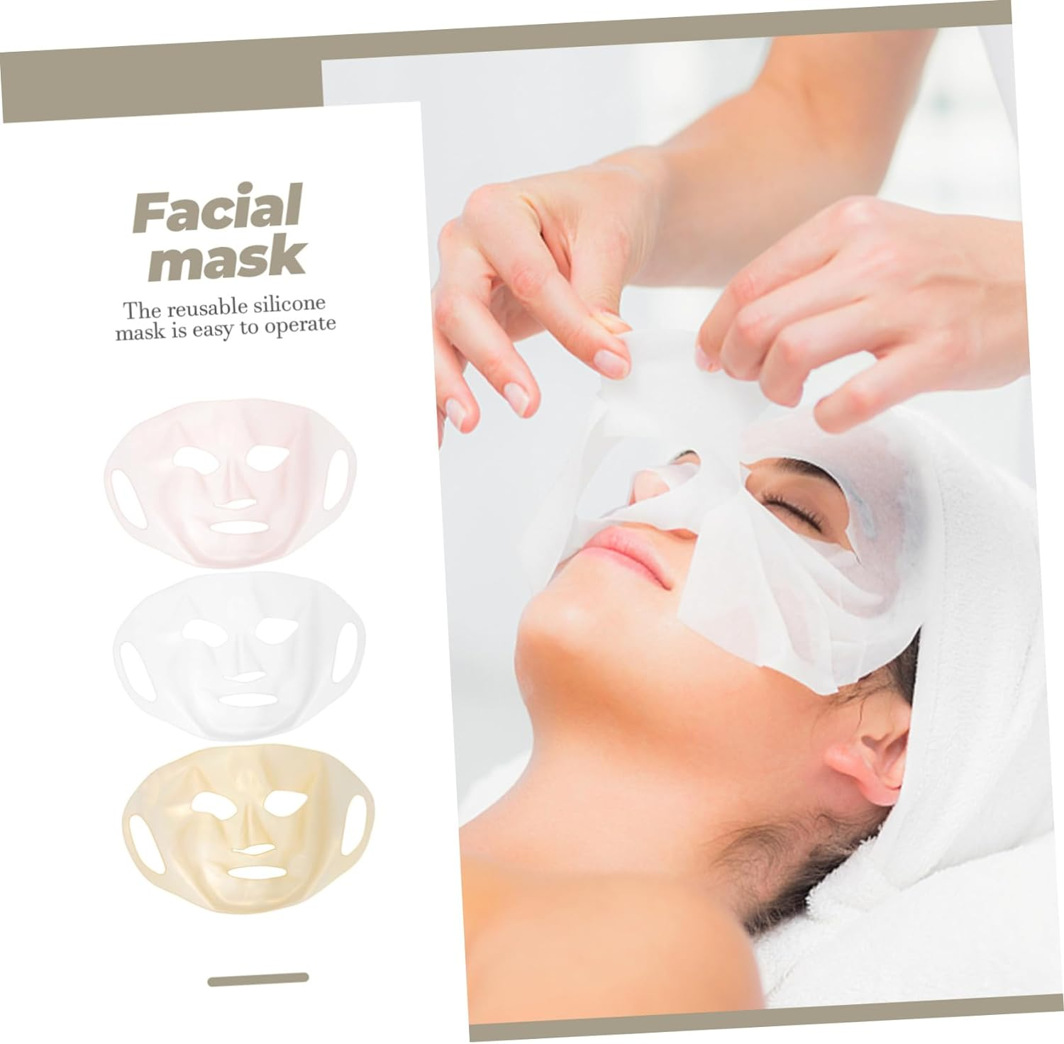 KOMBIUDA 3Pcs Silicone Covers Reusable Moisturizing Facial Cover Hydrating Skincare Comfortable Fit for Women and Prevents Evaporation