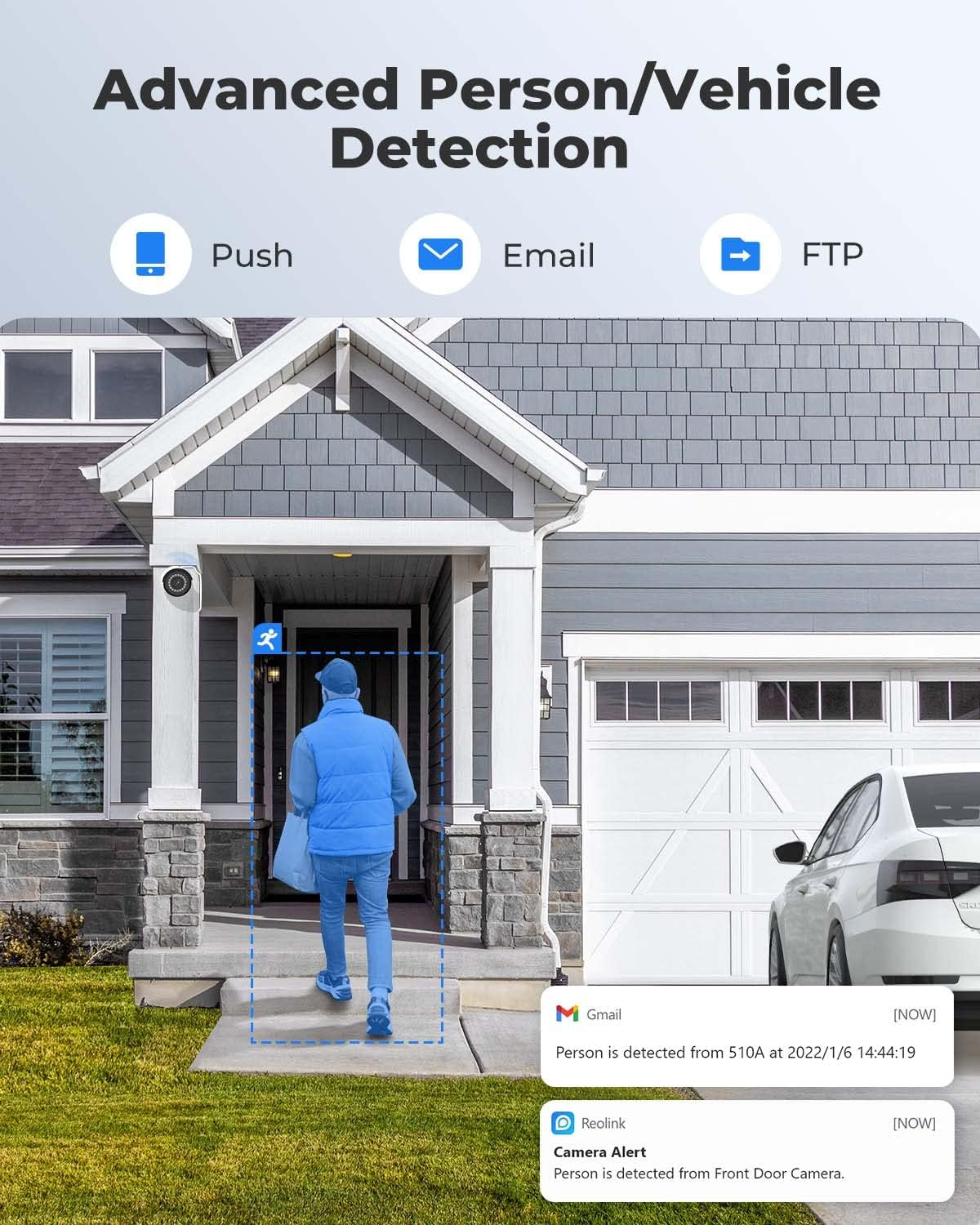 Reolink 5MP Outdoor Security Camera, Smart Human/Vehicle Detection Work with Google Assistant Poe IP Camera, 256GB Microsd Storage for 24/7 Recording(Not Included), RLC-510A image number 6