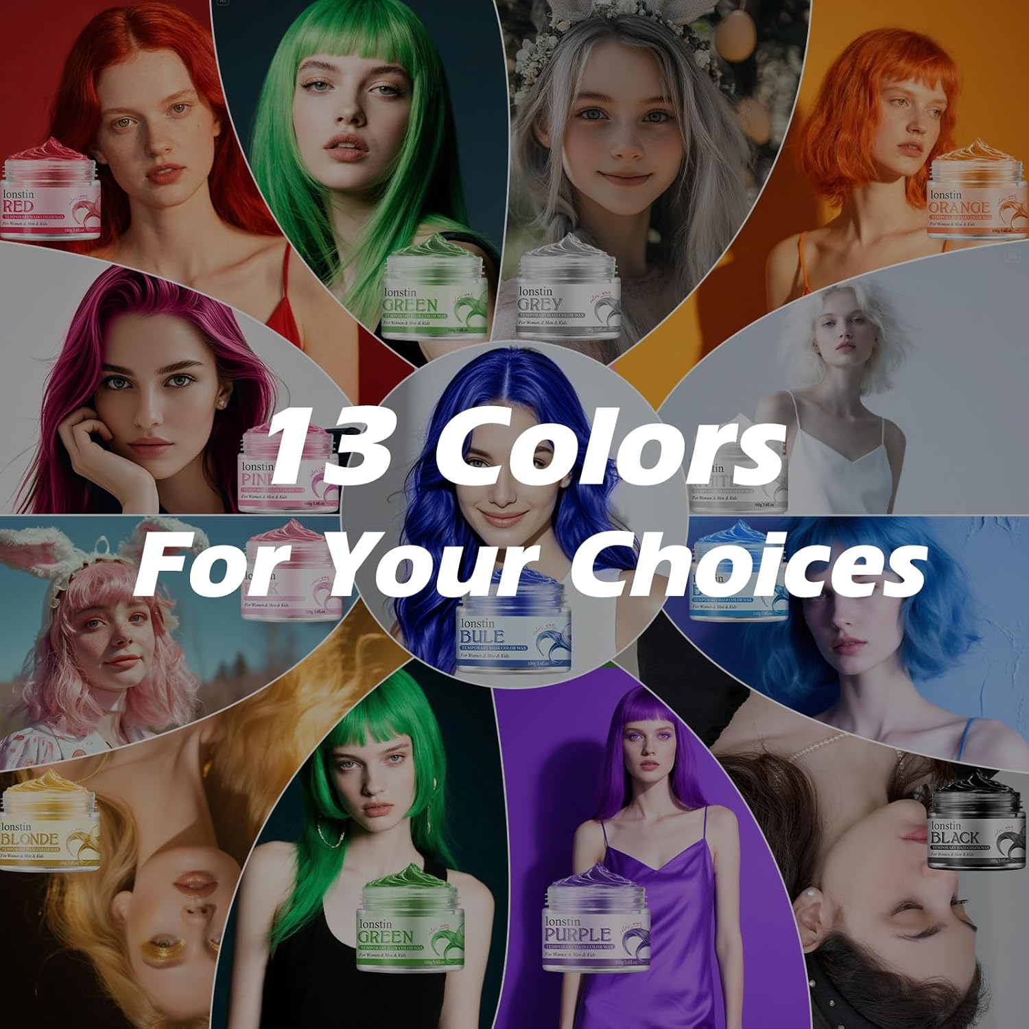 AU Temporary Hair Color Wax Pink - Instant Natural Dye Clay, Non-Damaging & Easy Wash Out, 13 Colours for Men & Women (100G) (Deep Blue, Deep Blue) image number 2