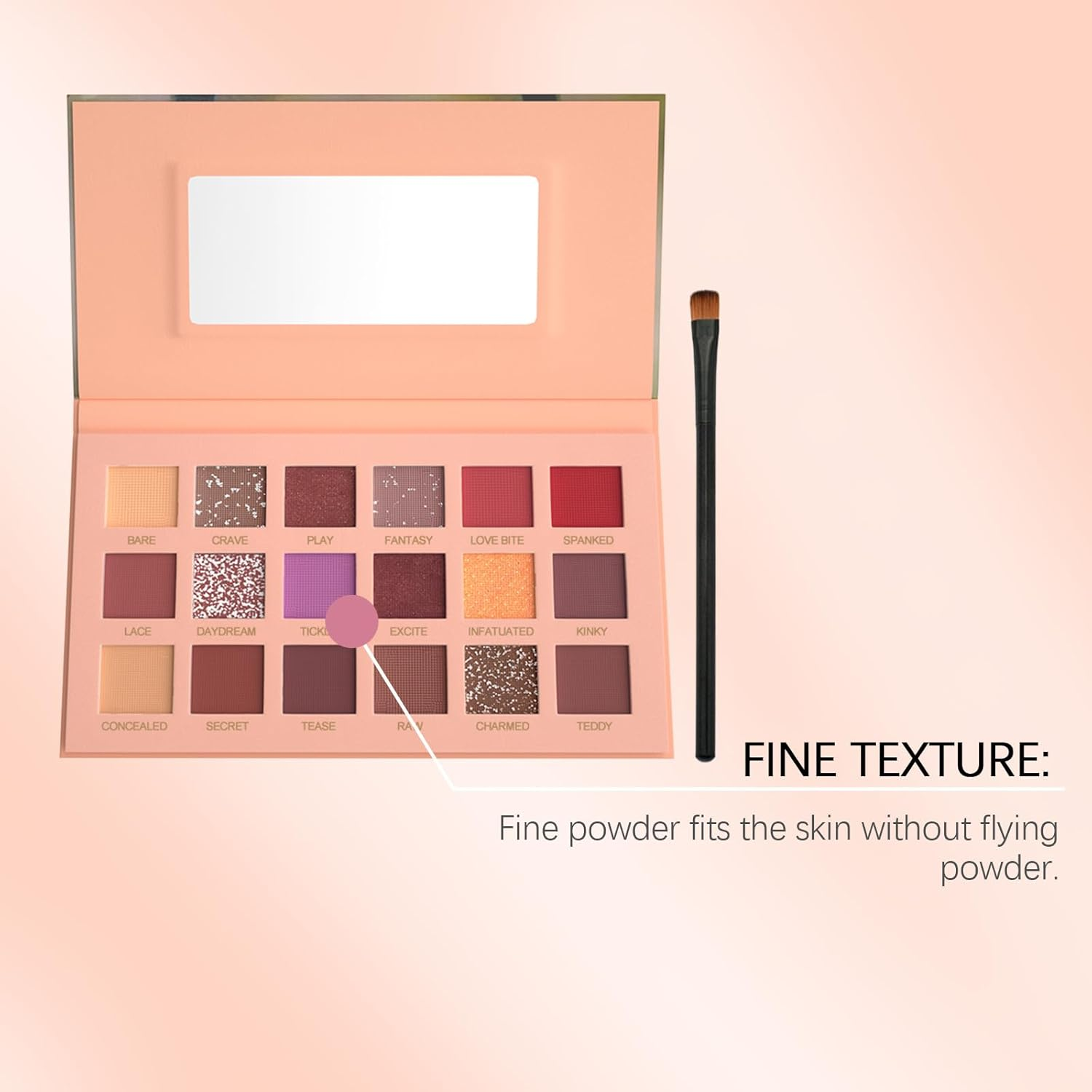 Colorful Shiny Eyeshadow Palette, 18 Colours, with Makeup Brush image number 5