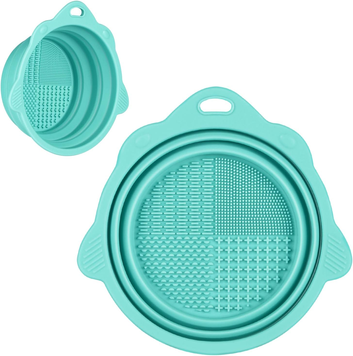 Foldable Silicone Makeup Brush Cleaner Bowl - Etercycle Portable Cleaning Tool for Brushes, Powder Puffs, and Sponges (Blue)