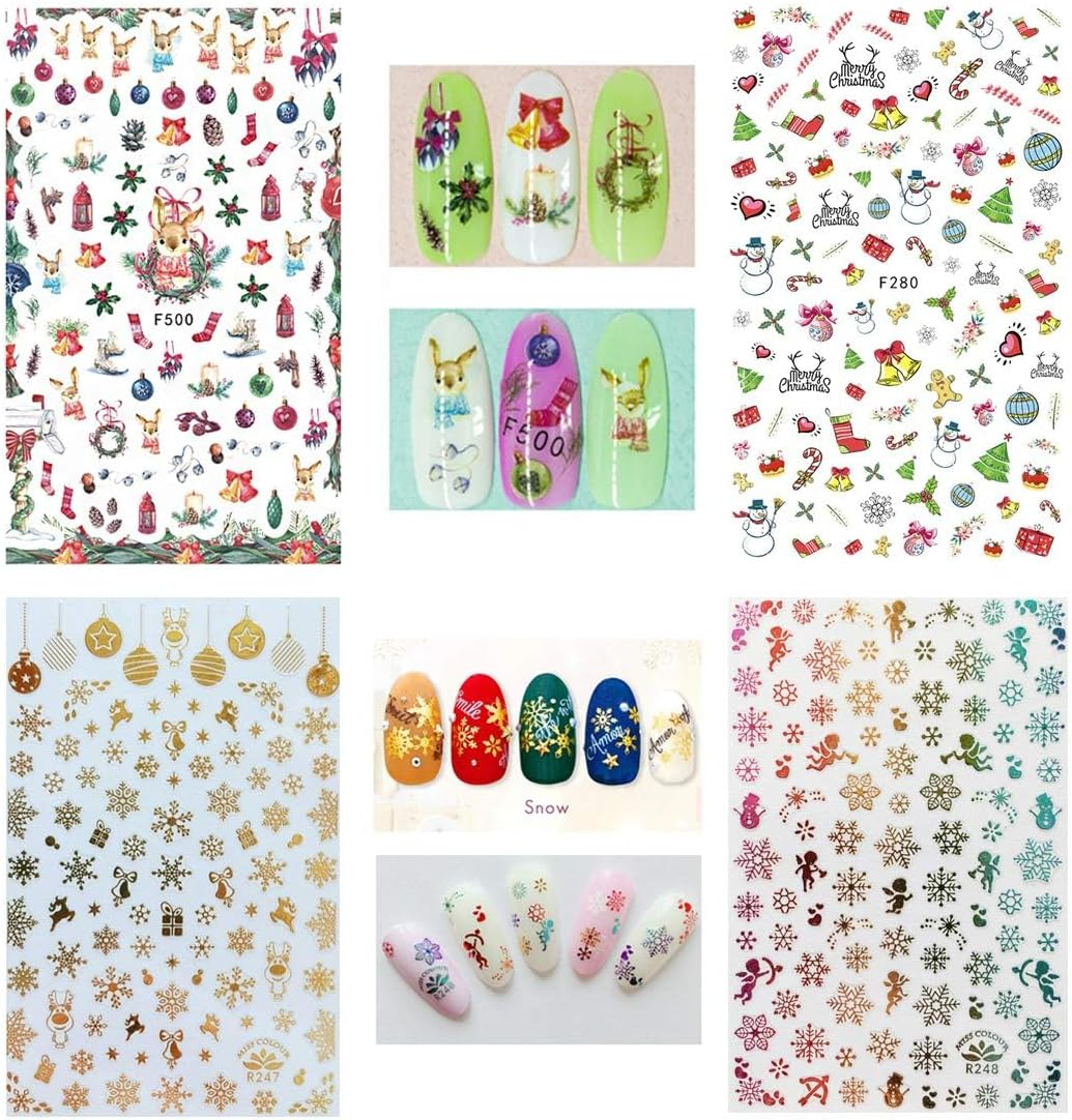 Kalolary Nail Stickers, Nail Art Stickers, Self-Adhesive Art Stickers, Manicure, Christmas Decoration Pack of 12 image number 6