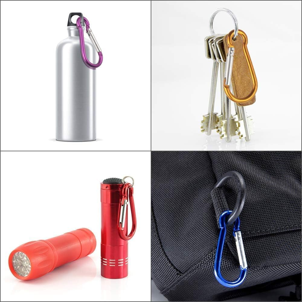 90Pcs Mini Keyclip Set - Aluminum Carabiners with D-Ring Shapes & Spring Snap Hooks image number 3