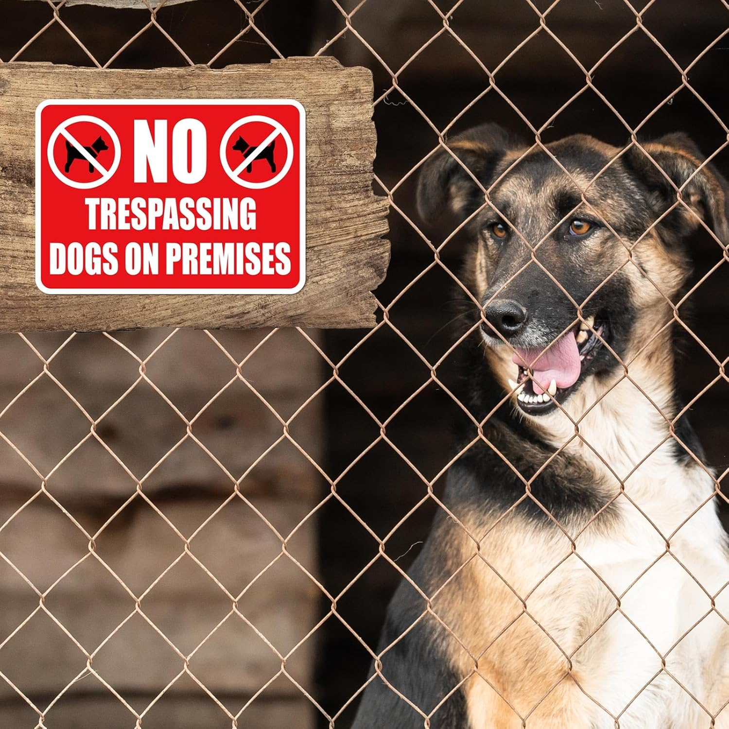 6Pcs Forbidden Access for Dogs on the Terrain Sign, 18X13Cm Dogs on the Terrain Sticker Waterproof Beware of Dogs Sign Prohibited Access for Dogs Sign for Home Garden Door Garden image number 5
