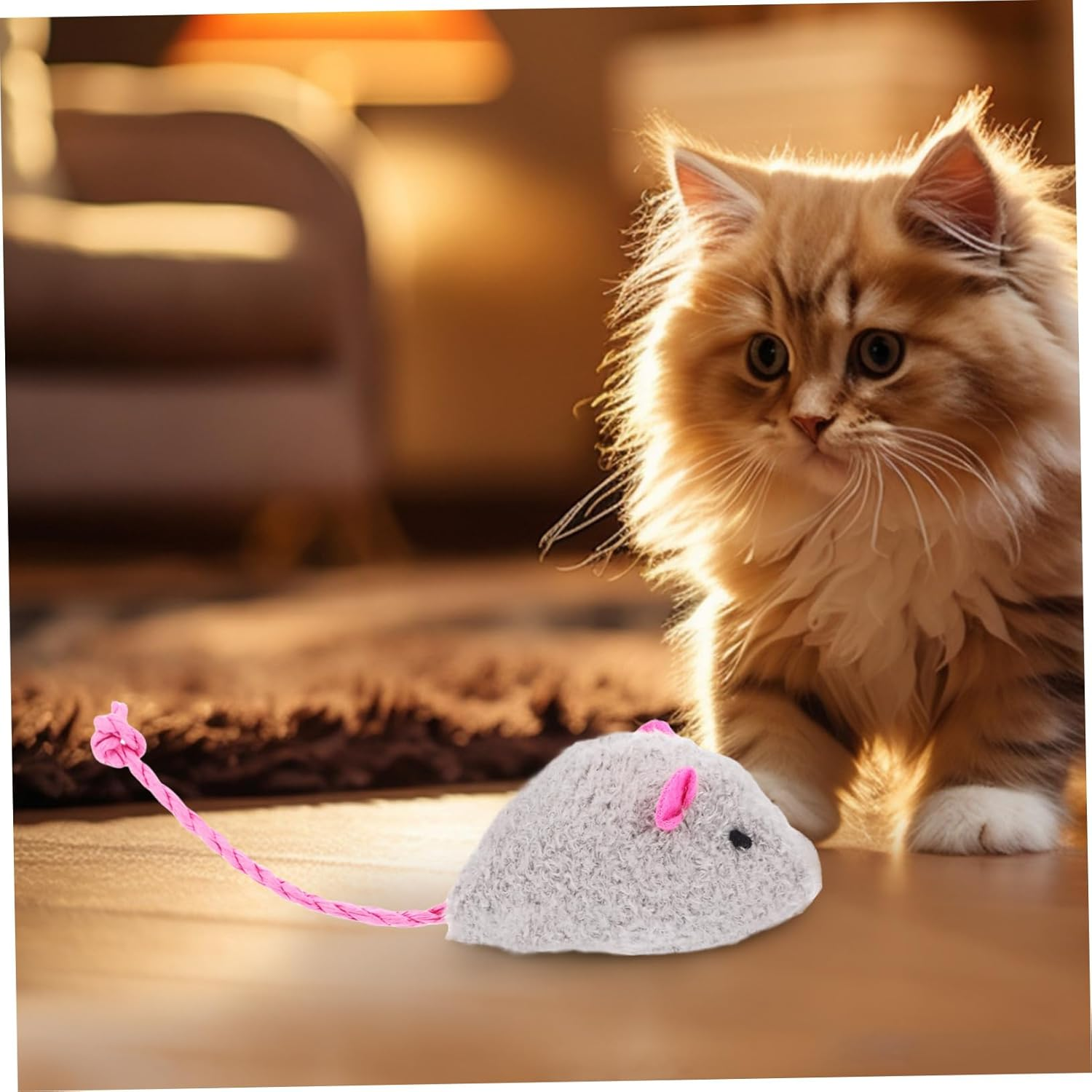 BELLIFFY 4Pcs Realistic Simulation Plush Mouse Cat Toy Moving Mouse for Indoor Exercise and Entertainment