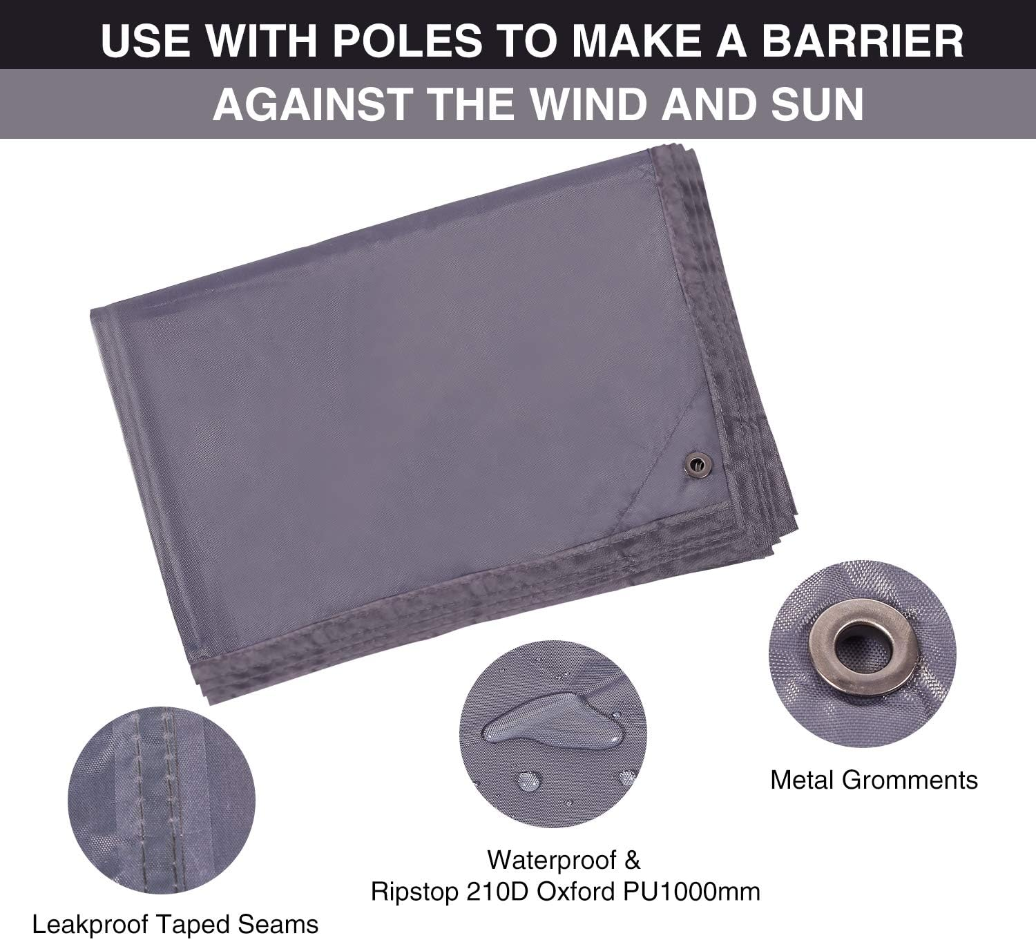 REDCAMP Waterproof Camping Tarp - 36"X83"/55"X83"/71"X83"/82"X82"/95"X83", 4 In1 Multifunctional Tent Footprint for Camping, Hiking and Survival Gear, Lightweight and Compact