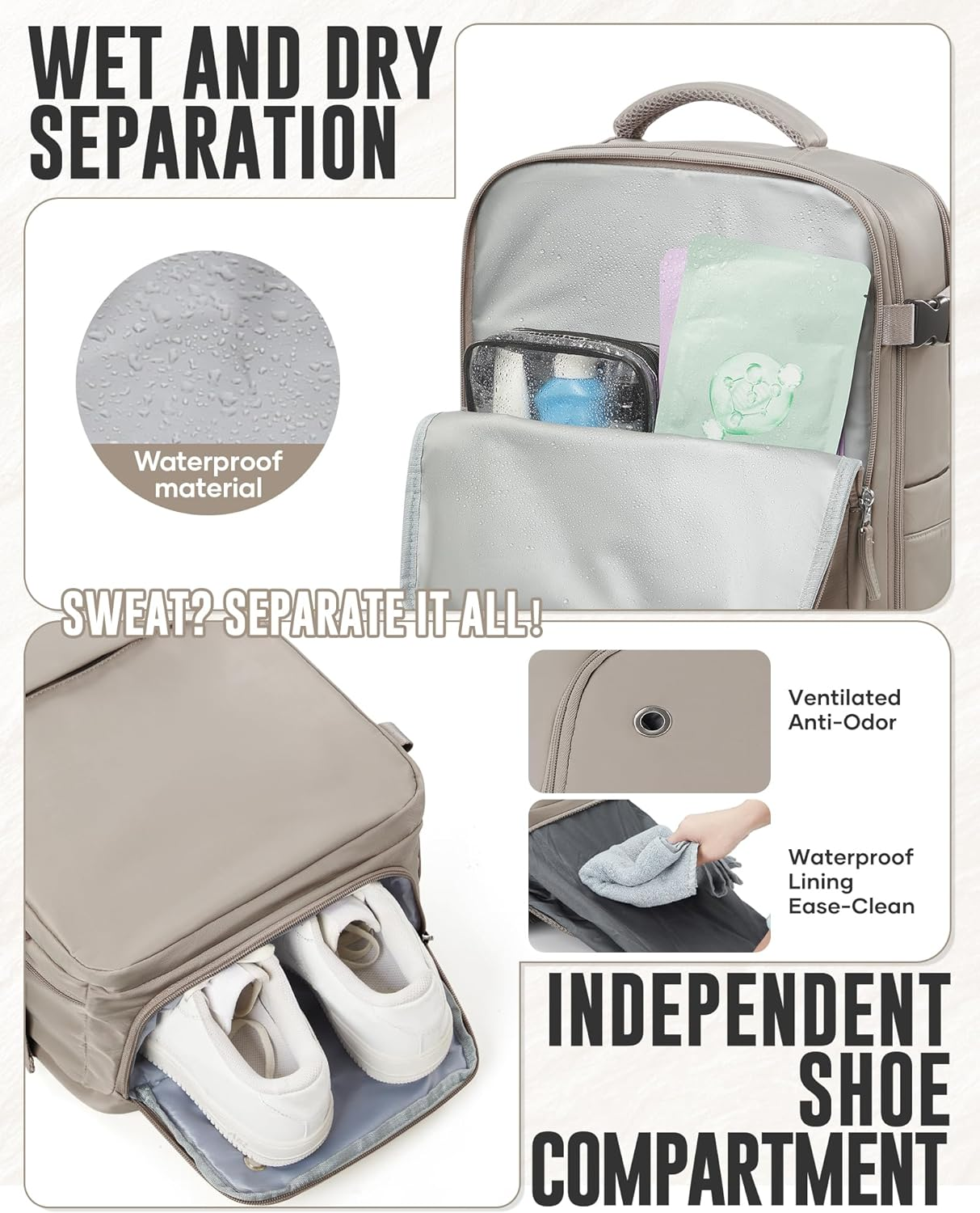 Lendolk Travel Backpack with Pump for Women Men - Gray(With Air Pump) image number 7