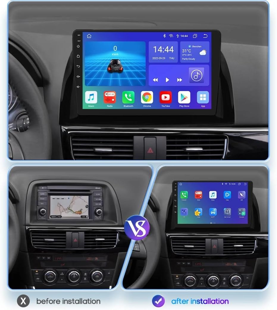 Rolax Android 12 9" Car Radio Player Multimedia Audio Stereo Carplay Headunit Compatible with Mazda CX5 CX-5 2012-2015 GPS Navigation Video Screen Wifi Bluetooth Wireless image number 3