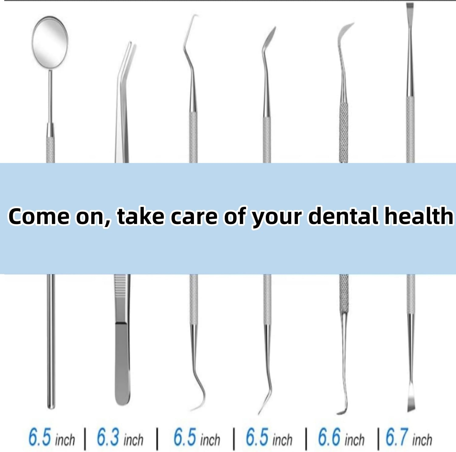 Dental Tools, Professional Teeth Cleaning Tools Dental Hygiene Tools Kit Stainless Steel Plaque Remover Tartar Scraper(Pack of 6) image number 3