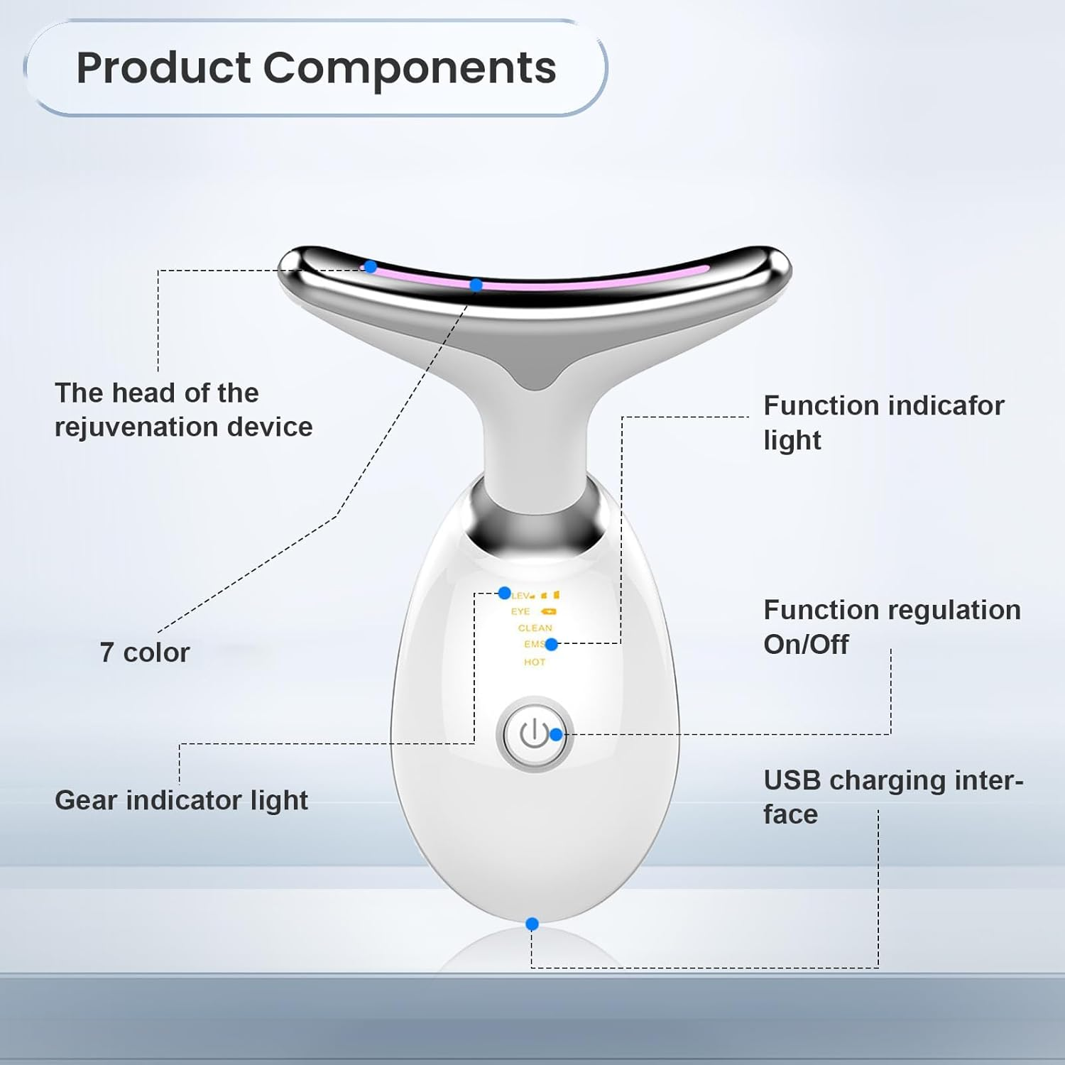 Vibration Lily 7-In-1 Face Neck Massager Face Sculpting Tool Triple-Action Wrinkle Remover Skin Rejuvenation Device with Thermal for Skin Care, Tightening, and Smoothness image number 3