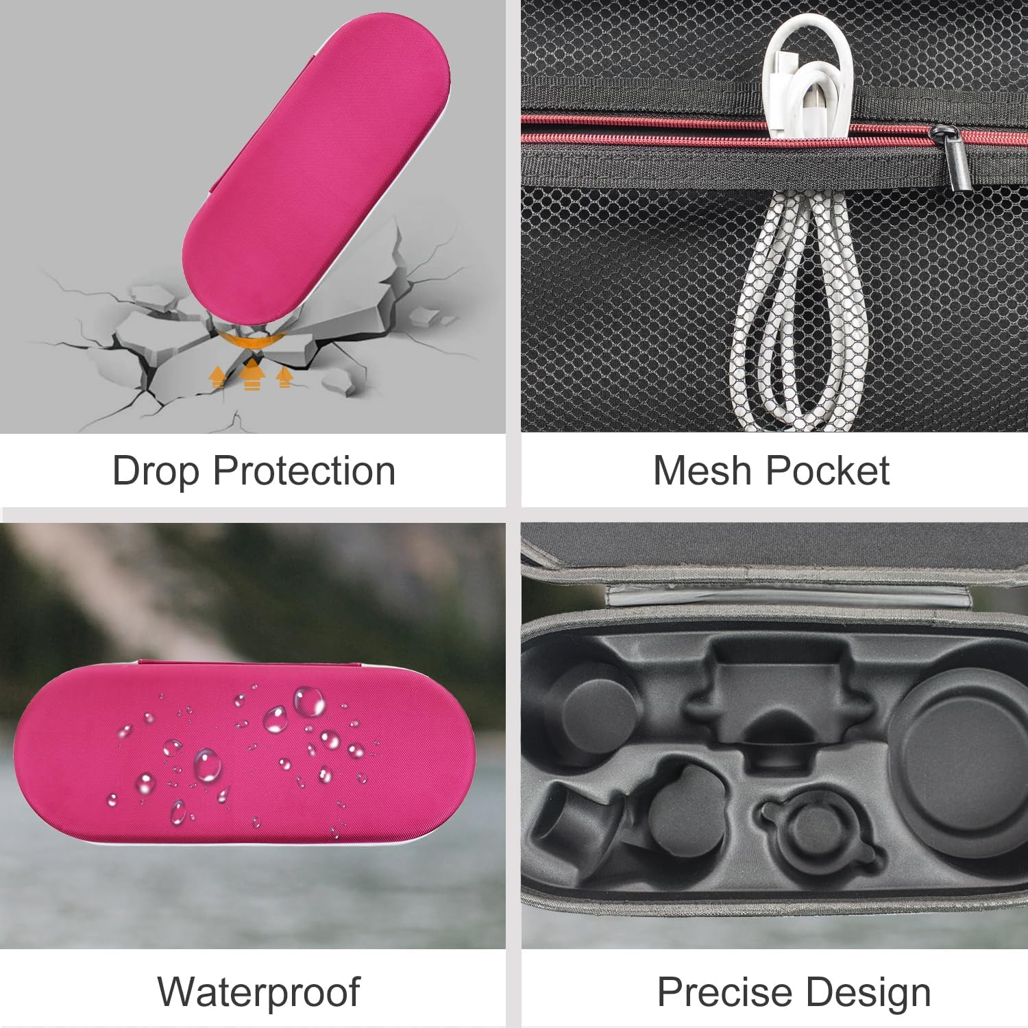 YIIWAY Hard Travel Case Compatible with Dyson Supersonic Nural Hair Dryer HD16, Case Only - Deep Pink YC86003 image number 3