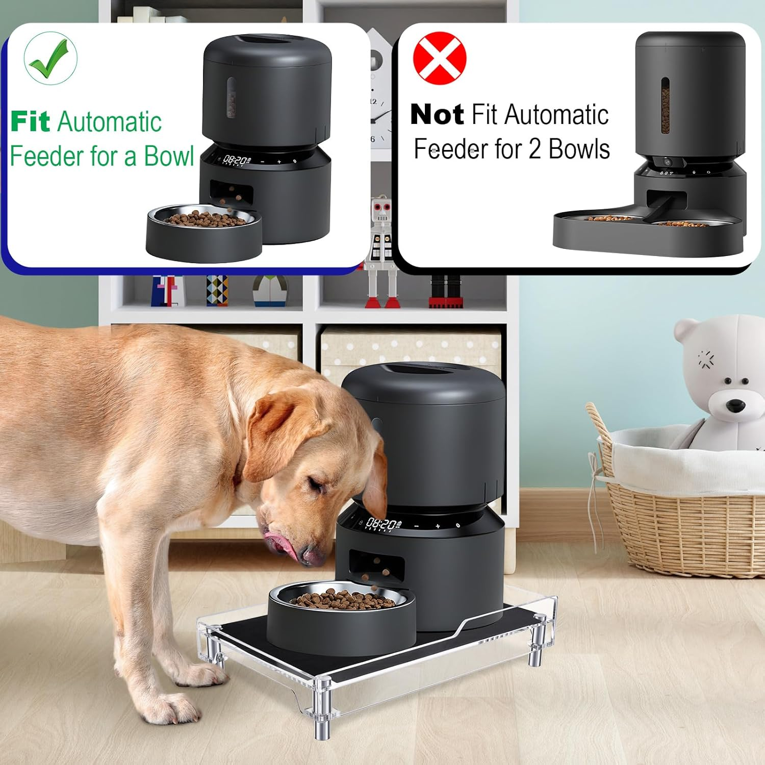 Beautyflier Raised Dog Feeder Stand Elevated Holder for Automatic Cat & Dog Feeders Pet Water Bowl Dispenser Stand Adjustable Fits Small Jugs Holds 5KG, Black (Holder ONLY) image number 1