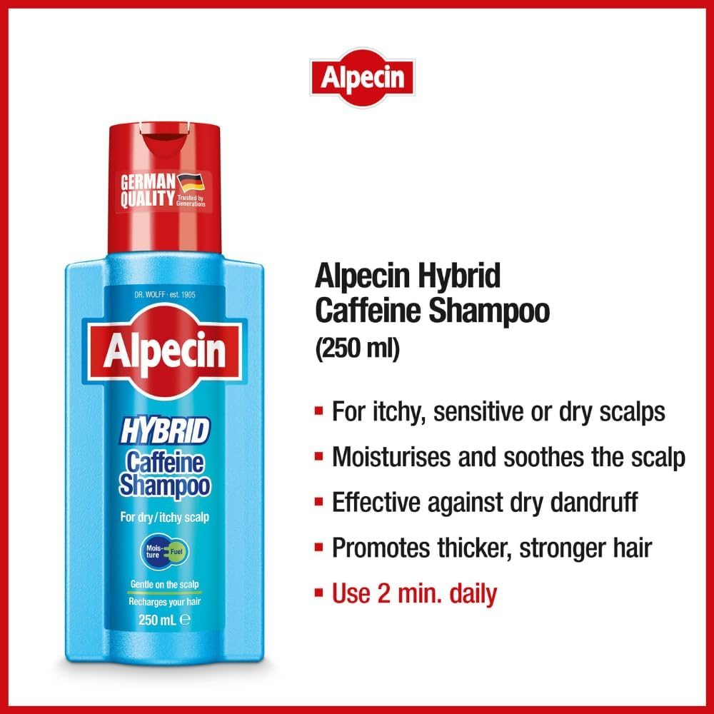 Alpecin Hair Loss Set - Alpecin Hybrid Caffeine Shampoo + Caffeine Liquid Forte 200Ml - Itchy Scalp & Hair Loss image number 4