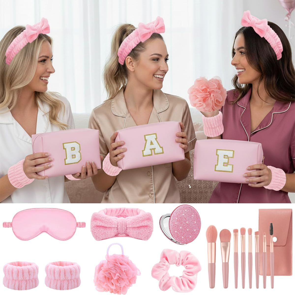 Tindisonka Elegant Spa Set for Women&ndash; All-In-One Kit with Makeup Brushes, Hair Scrunchies, Sleep Mask, Bath Bombs, Skincare & Makeup &ndash; Ideal Gift for Teens, Bridesmaids & More, A image number 1