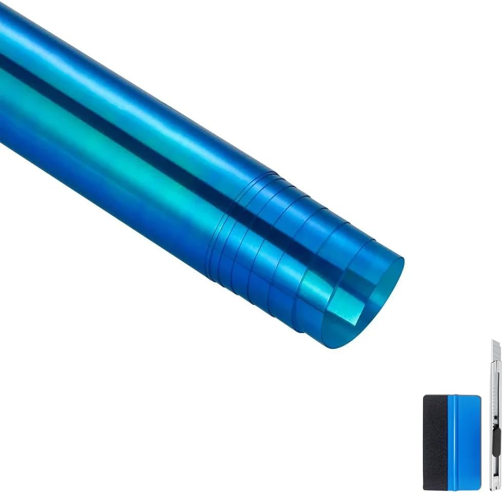 LZLRUN 12 by 48 Inches Self Adhesive Auto Car Tint Chrome Chameleon Headlight Taillight Fog Light Vinyl Smoke Film Sheet Sticker Cover (Chameleon Yellow)