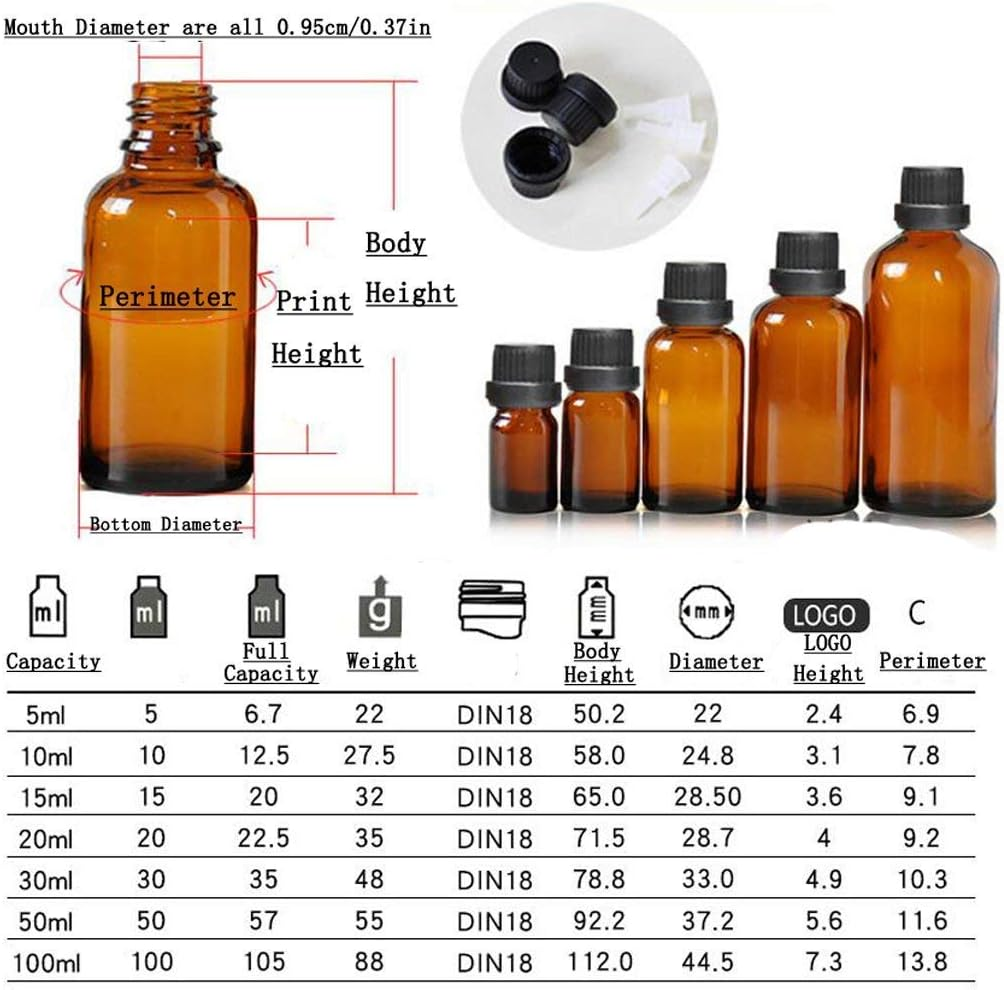 6Pcs 20Ml/0.68Oz Amber Glass Empty Refillable Dropping Bottles with Screw Cap and Leakproof Plug Essential Oil Containers Cosmetic Sample Vials Dispensers for Aromatherapy Massage Oil Storage image number 3