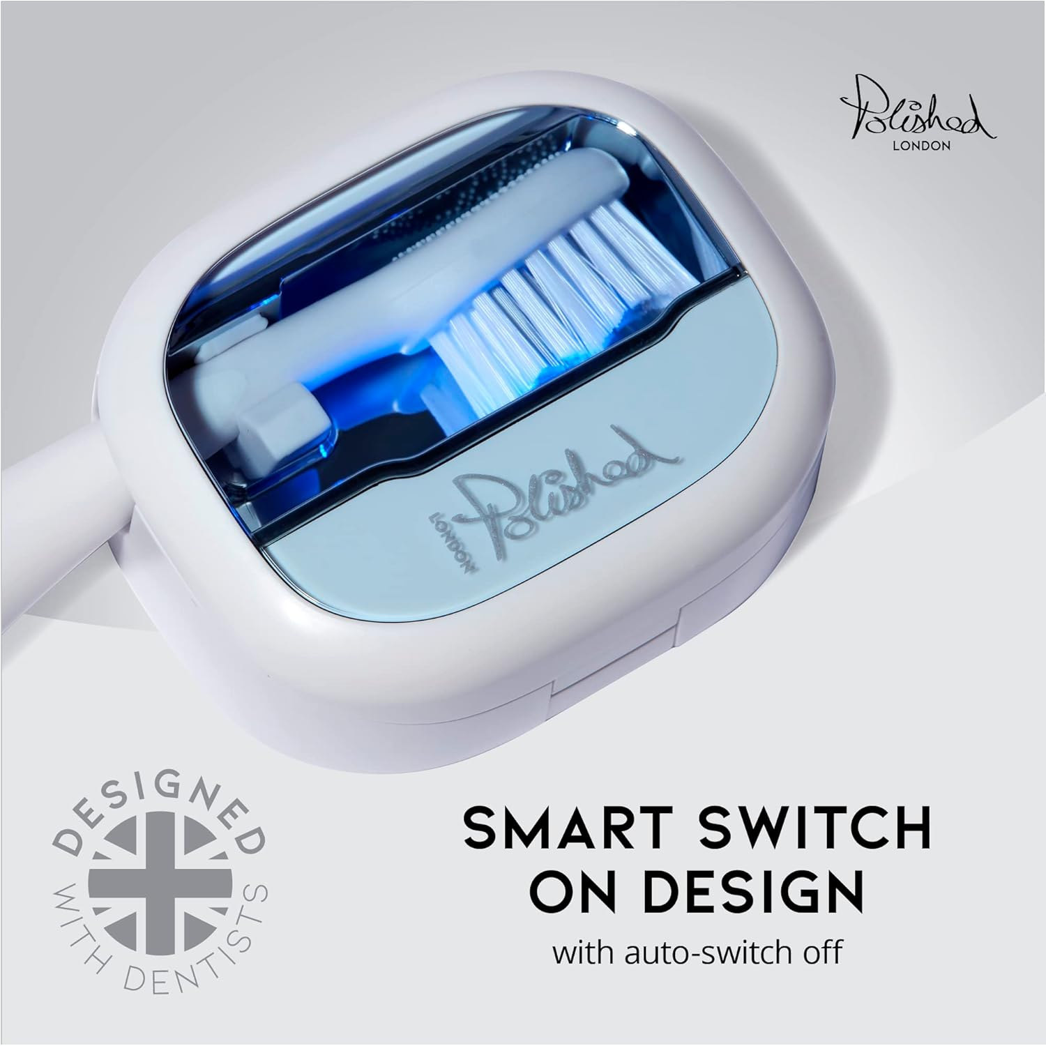 Polished London Toothbrush Case with UV Light Feature &ndash; White, Portable, Smart Auto-Off, Compact & Travel-Friendly image number 1