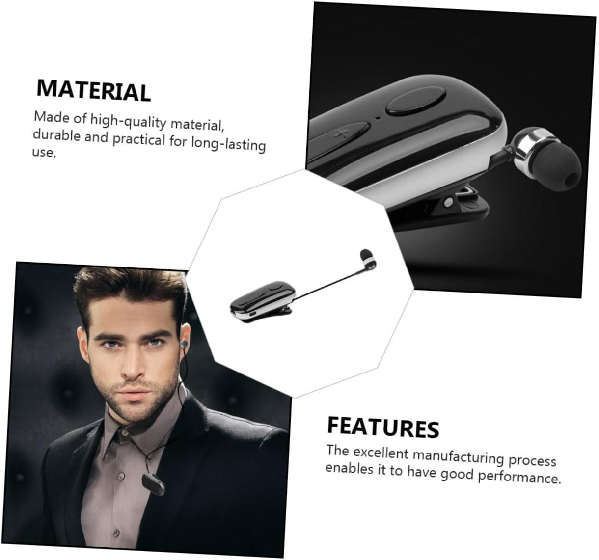 SWOOMEY Wireless Earbud Sports Earphone with Clip-On Design for Running and Gym Use, Professional Mini Wireless Headphone Black, Retractable Cord Adjustable Fit image number 4