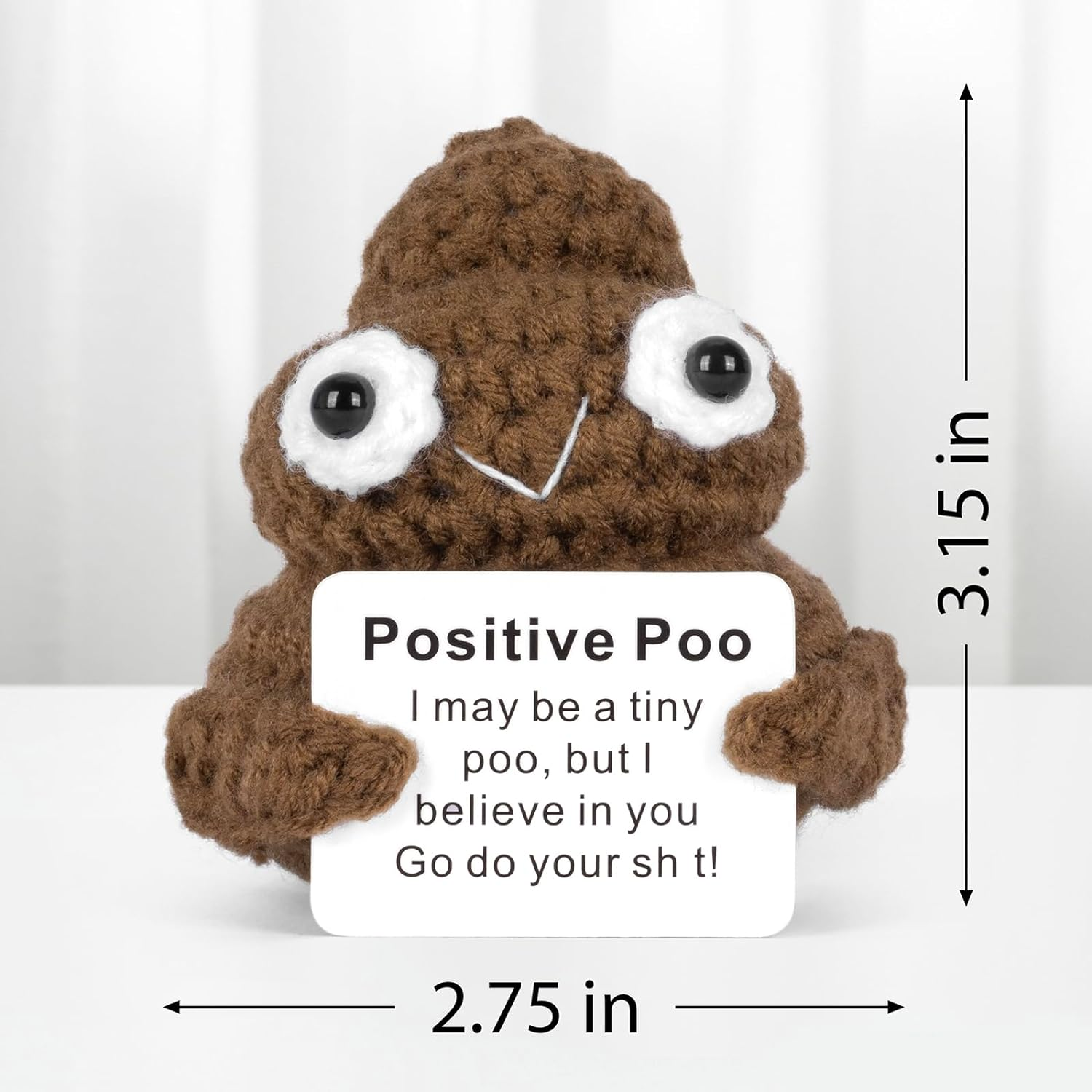 Funny Positive Poo, Cute Crochet Potato Partner Toy with Positive Card Cheer up Funny Gag Gifts for Best Friend Birthday Housewarming Women Teacher Fall image number 5
