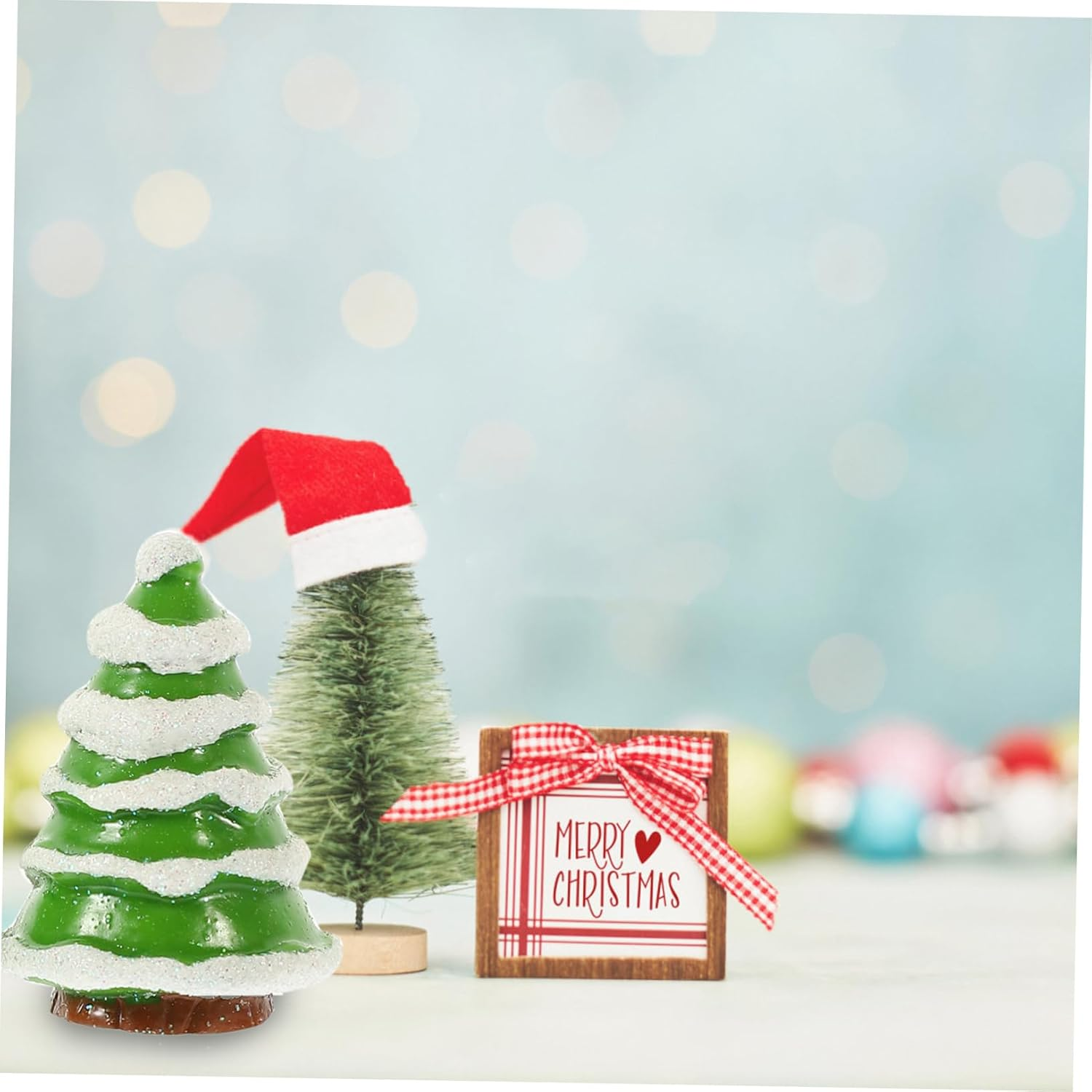 Mini Xmas Tree Decor Santa Claus Snowman Ornament Set Christmas Tree Decor Micro-Landscape Prop image number 4