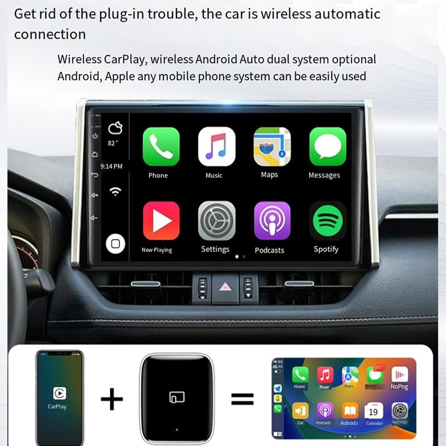 Oolong 2025 Upgrade Wireless Carplay Adapter for Iphone & Android Auto - 5.8Ghz Low Latency, Plug & Play Car Projection Box, OEM Wired to Wireless Converter, Universal Compatibility image number 5