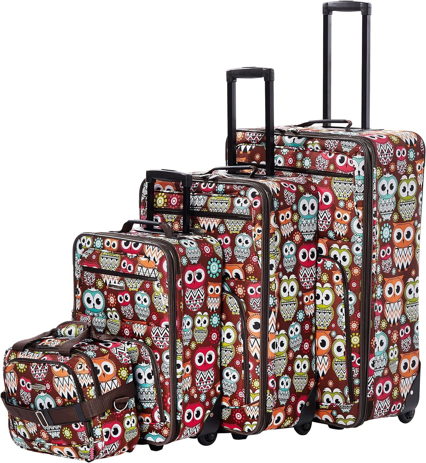Rockland Jungle Softside Upright Luggage Set, Pink Leopard, 4-Piece Set (14/29/24/28), Jungle Softside Upright Luggage Set