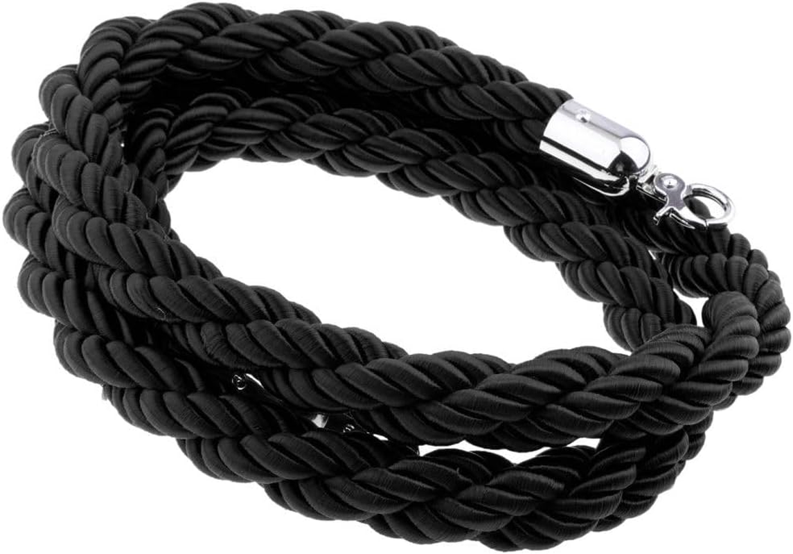 1.5M Stanchion Ropes for Control Post Rope Crowd Queue Line Barrier (Black Rope with Chrome End) image number 6